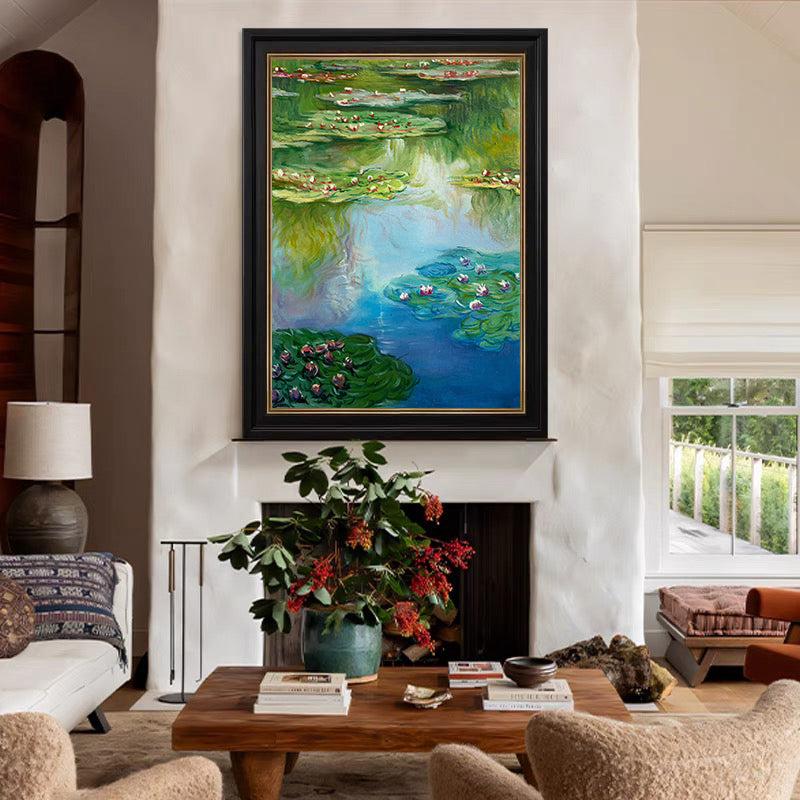 Monet's Water Lilies Tribute, Vertical Impressionist Depth #BGA 179