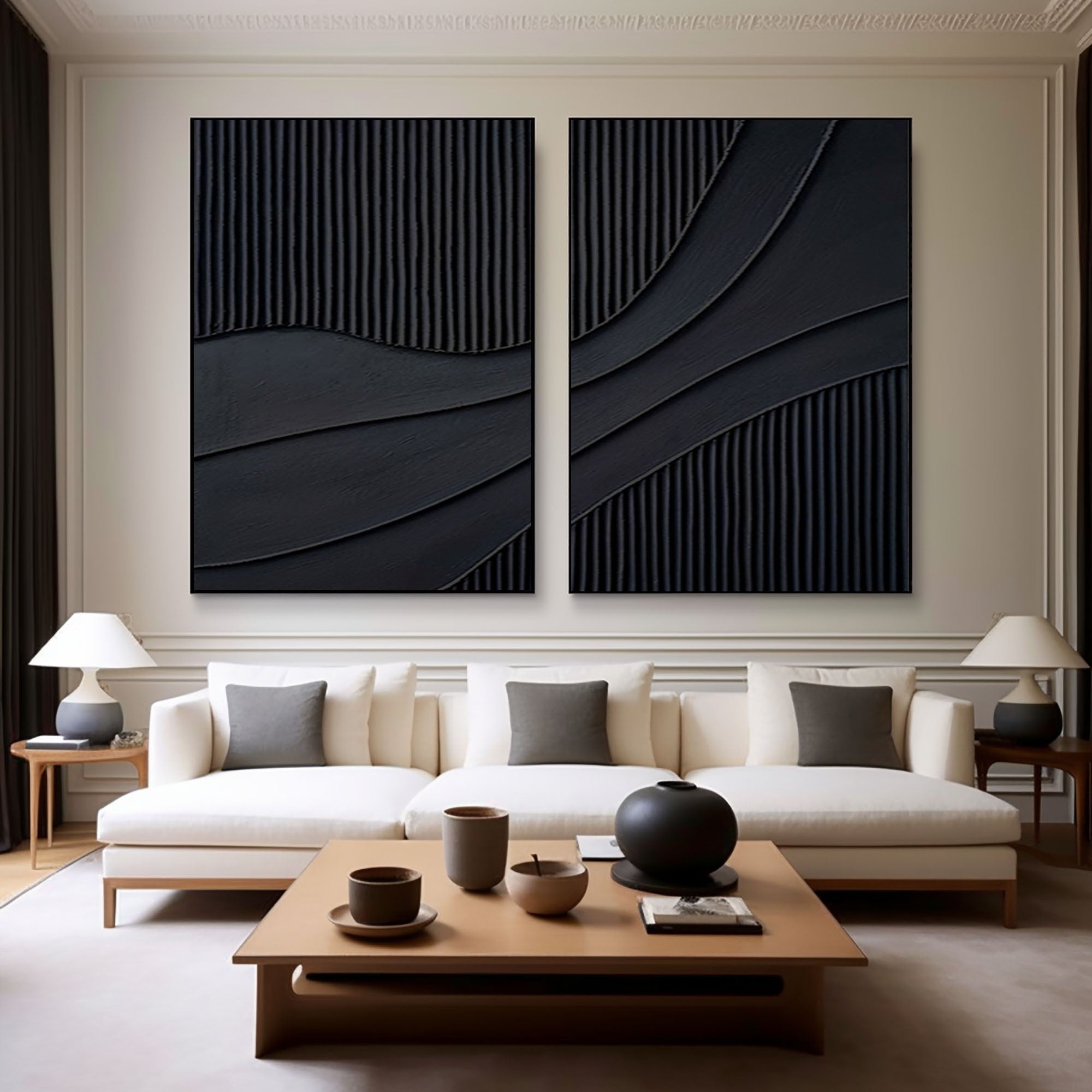 Black Minimalist Painting Set Of 2 #BMS 007