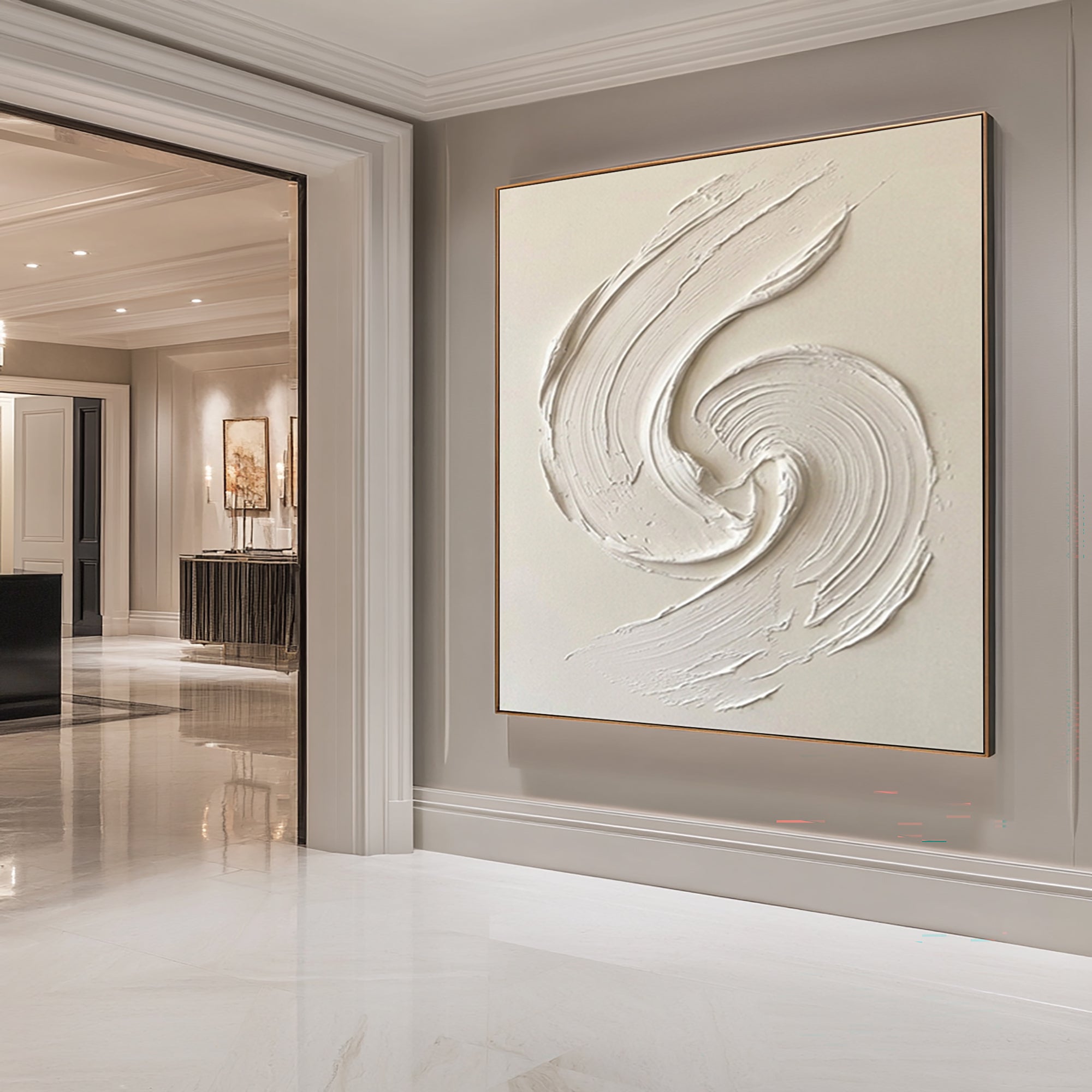 Large Textured Swirl Wall Art Hand Painted Minimalist Canvas