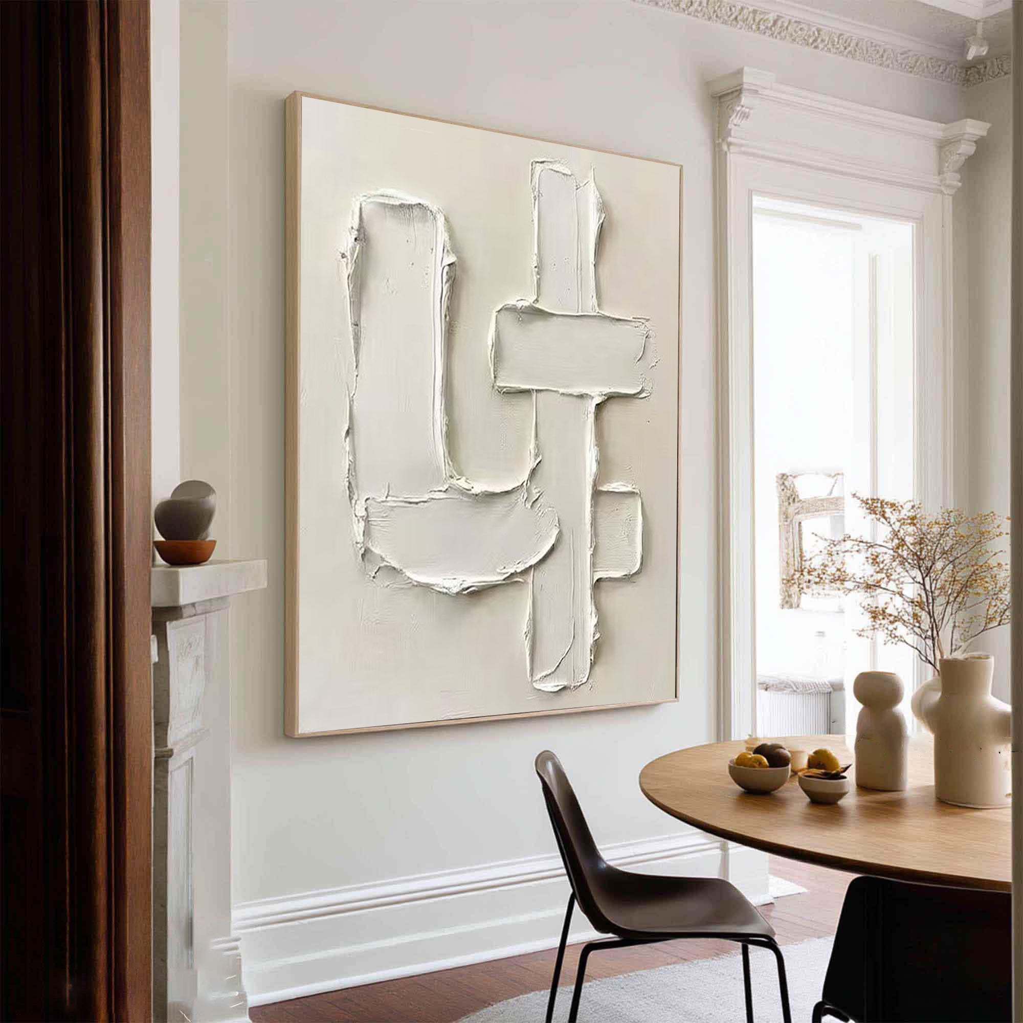 Large Neutral Textured Oil Painting for Elegant Modern Interiors