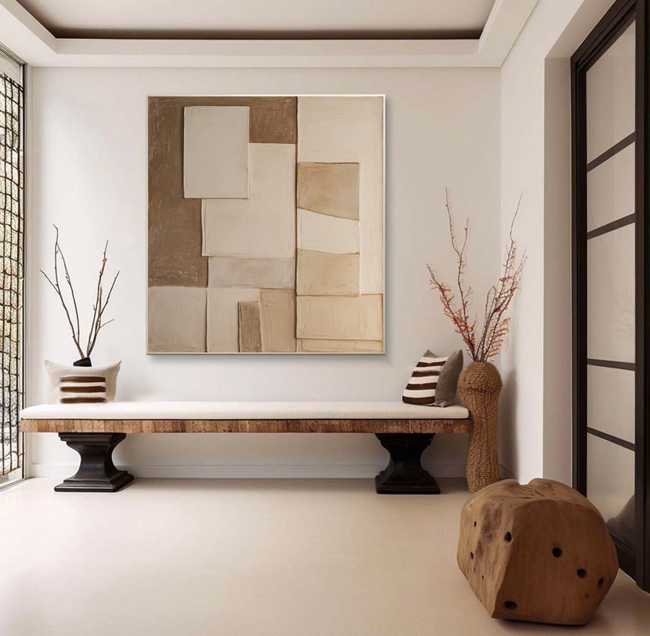 Wabi Sabi Neutral Canvas with Softly Textured Imperfect Forms #BGA 289