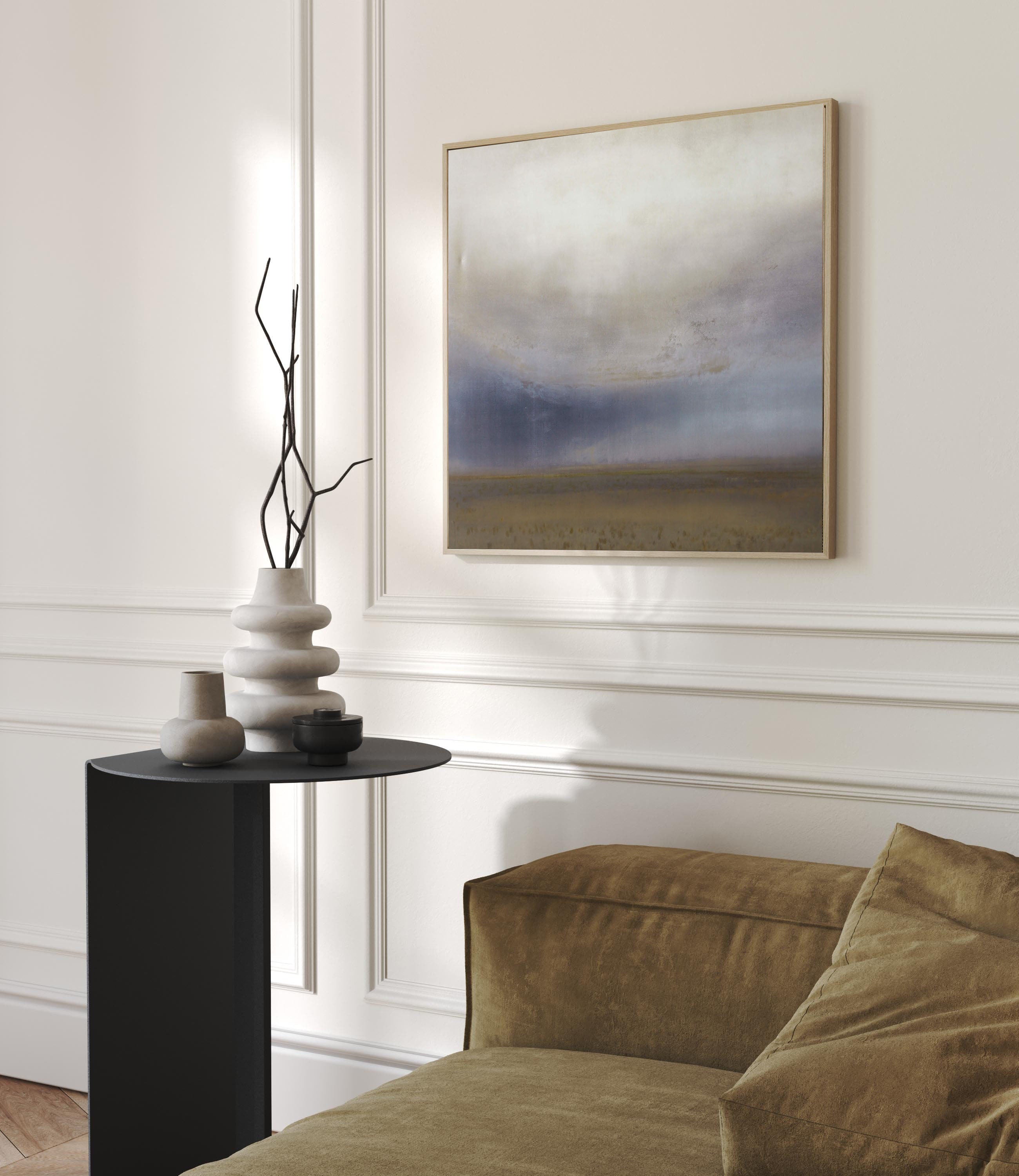 Soft Blended Horizon with Distant Field, Framed Wall Art #BGA 128