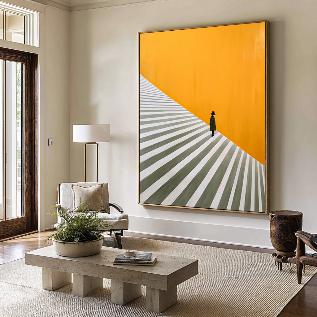 Large Minimalist Figure Staircase Abstract Oil Painting, Modern Wall Art for Hallway Decor #WAC 013