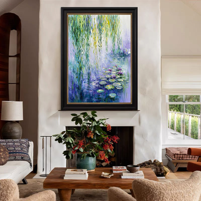 Monet's Water Lilies Tribute, Weeping Willow Landscape #BGA 173