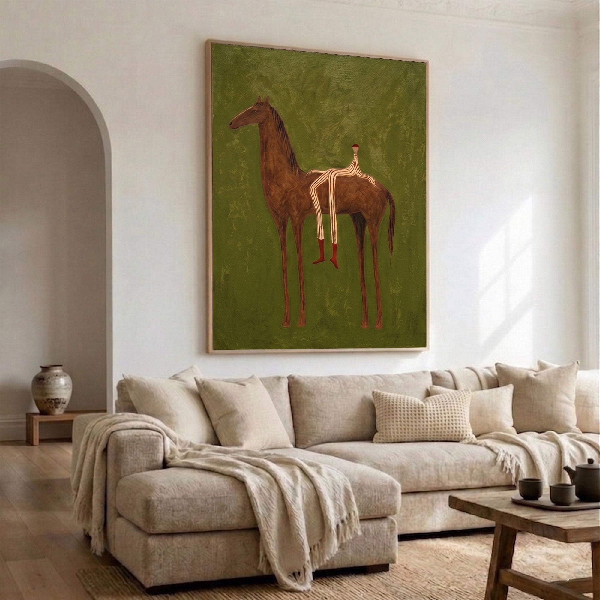Large Cowboy Horse Wall Art Modern Western Horse Painting