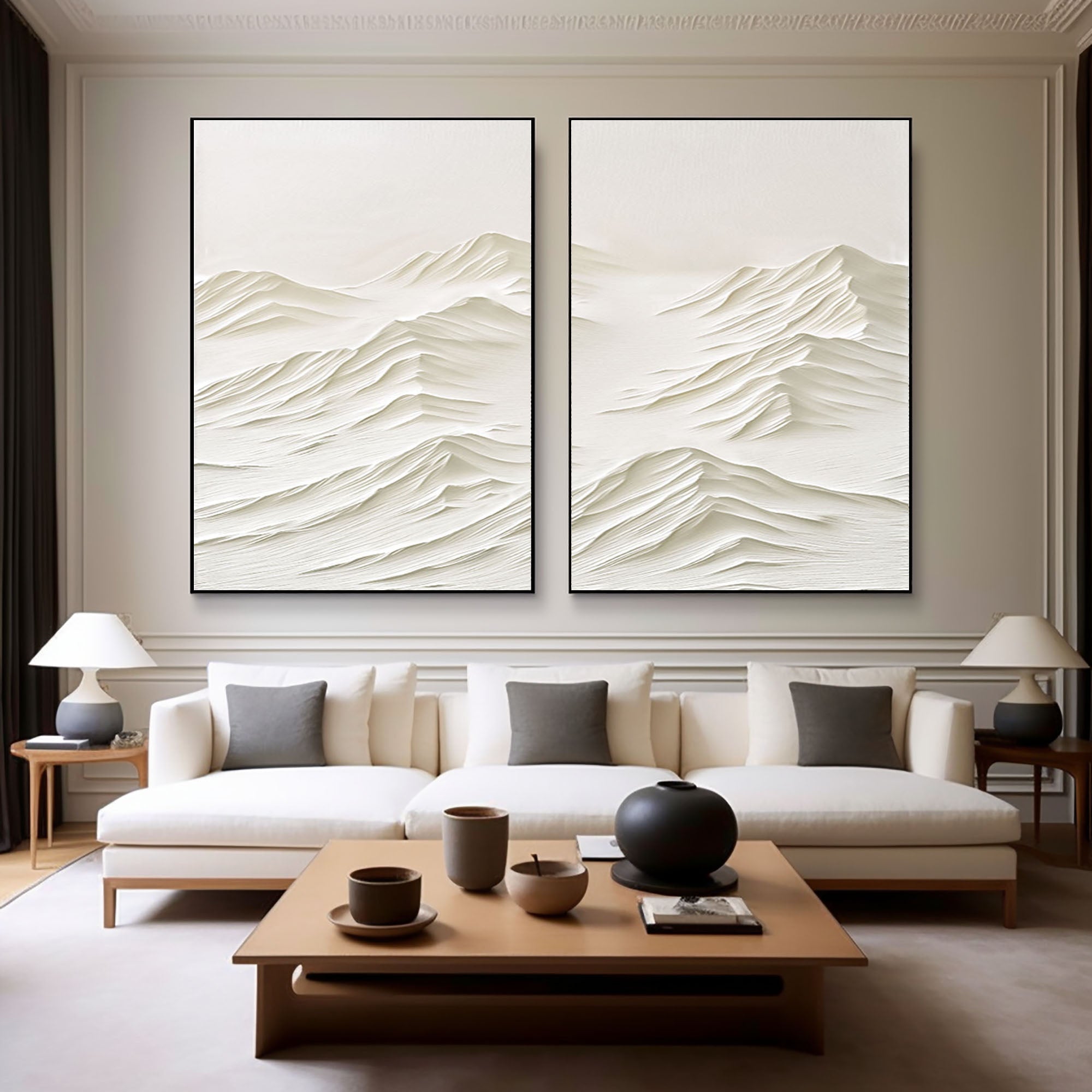 White Minimalist Painting Set Of 2 #WMS 028