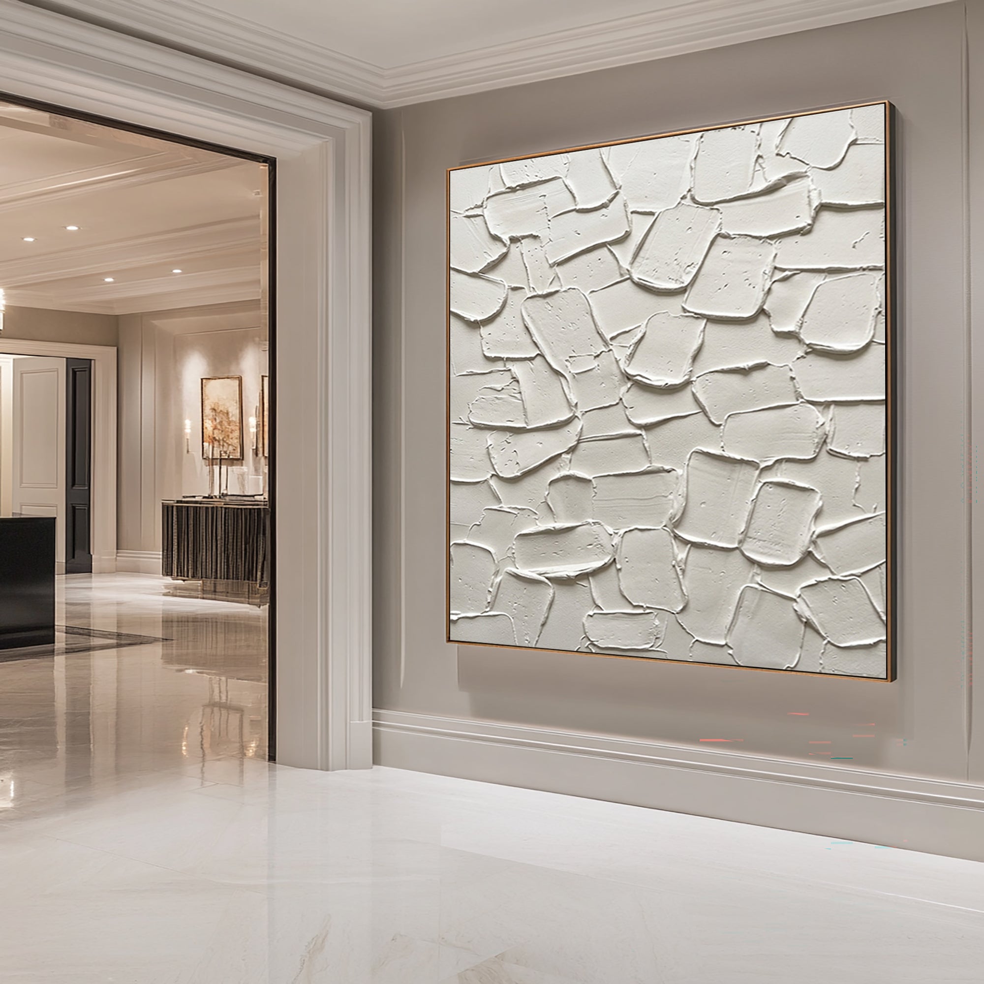 Large Organic Plaster Texture Wall Art Contemporary Neutral Hand Painted Canvas Painting