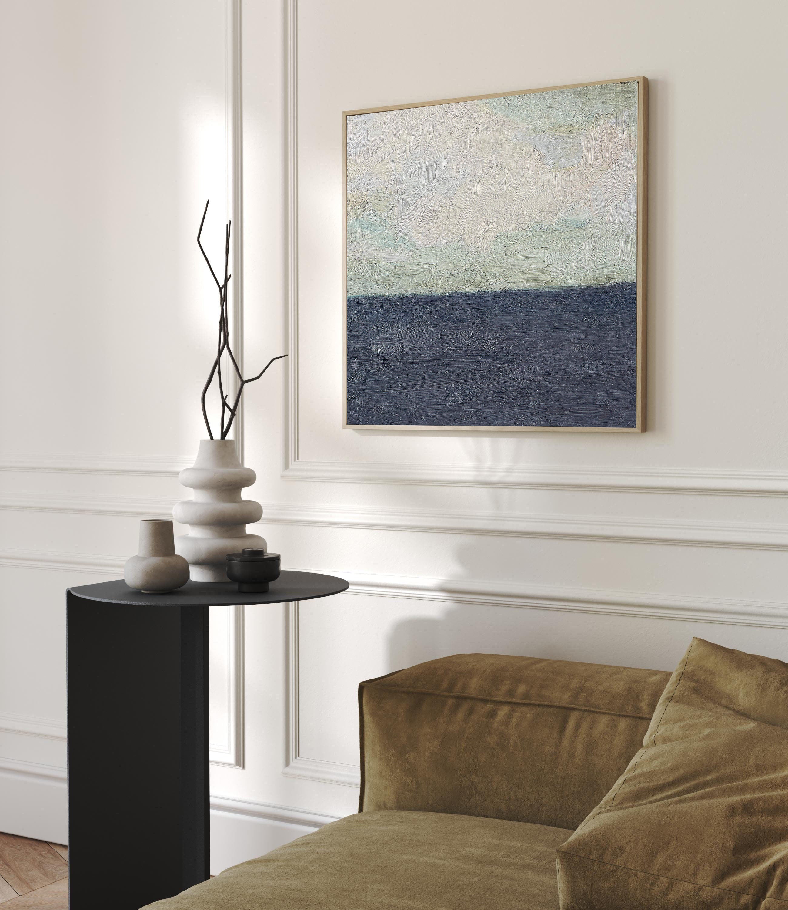 Framed Horizontal Impasto Canvas with Color Band Contrast #BGA 126