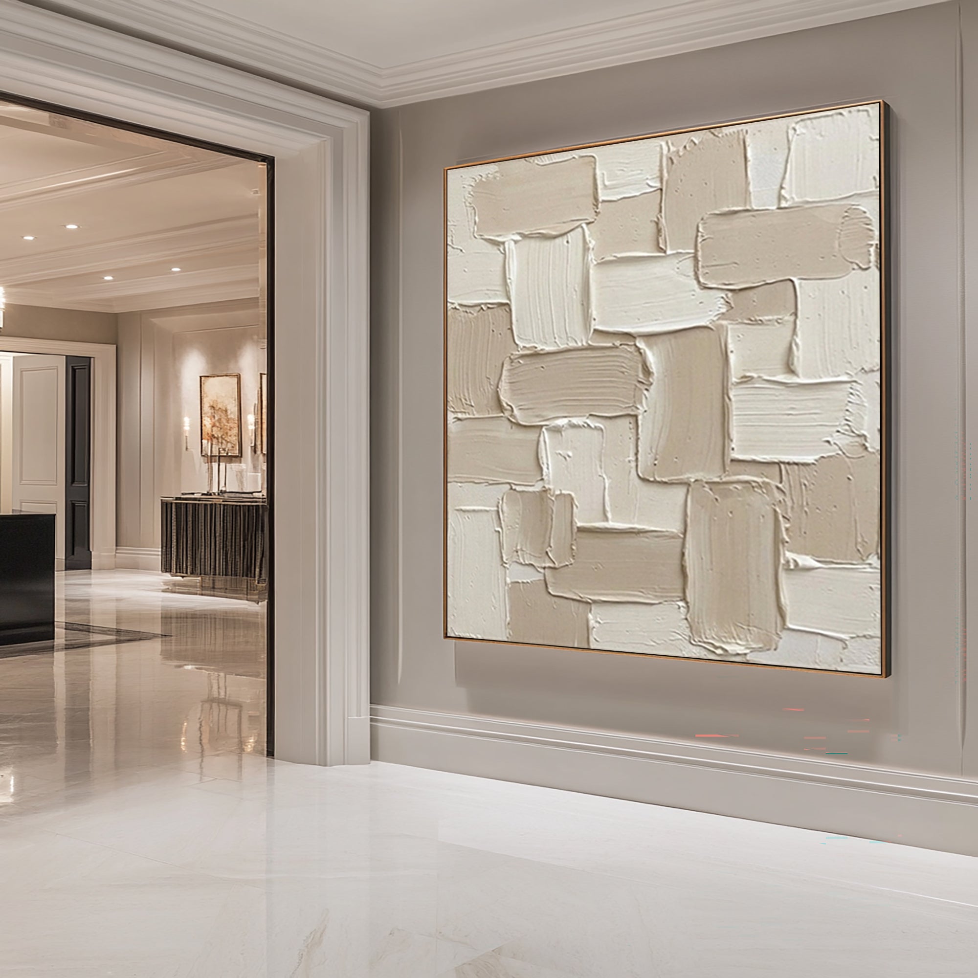 Large Architectural Texture Wall Art Hand Painted Neutral Painting