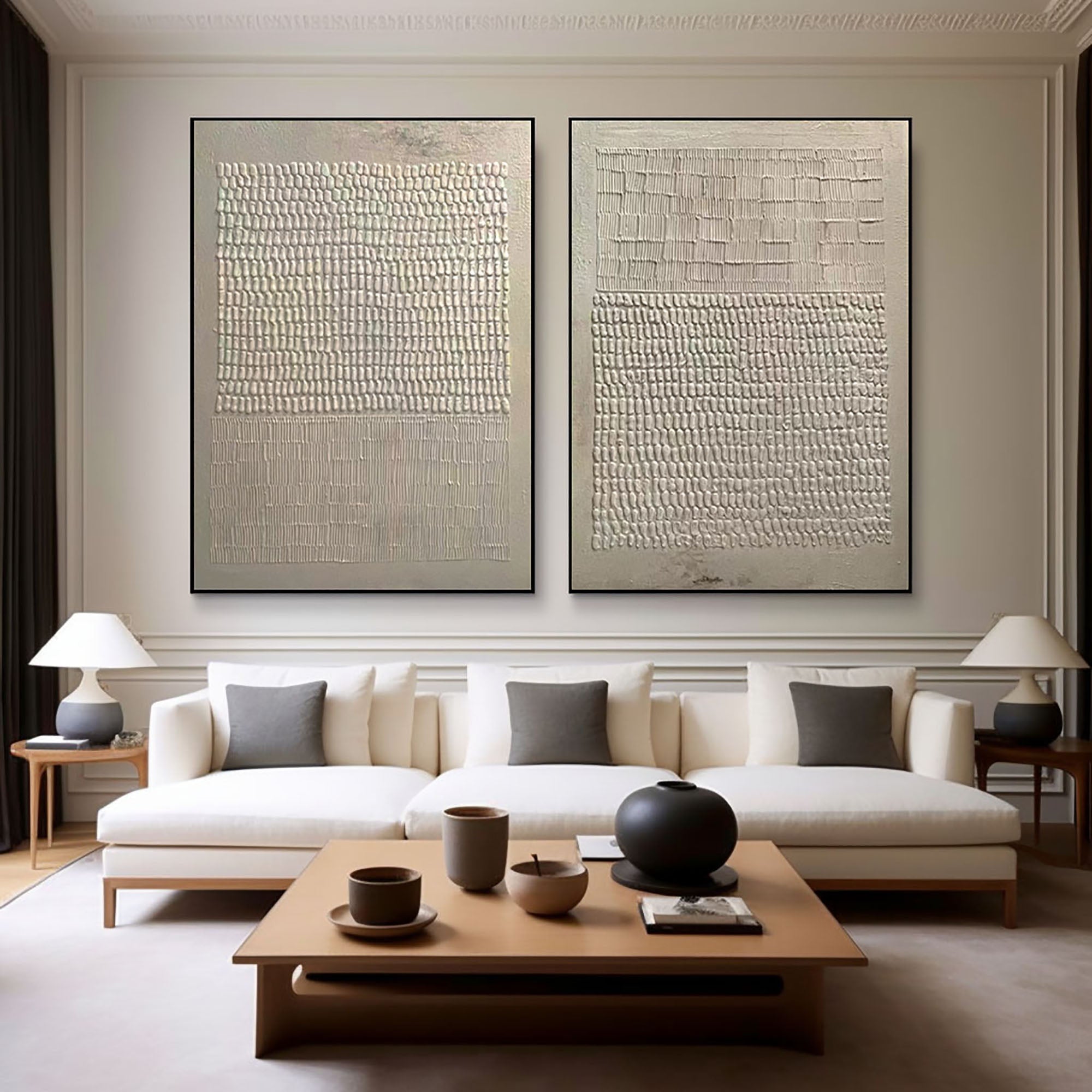 Beige & Brown Minimalist Painting Set Of 2 #BBS 016