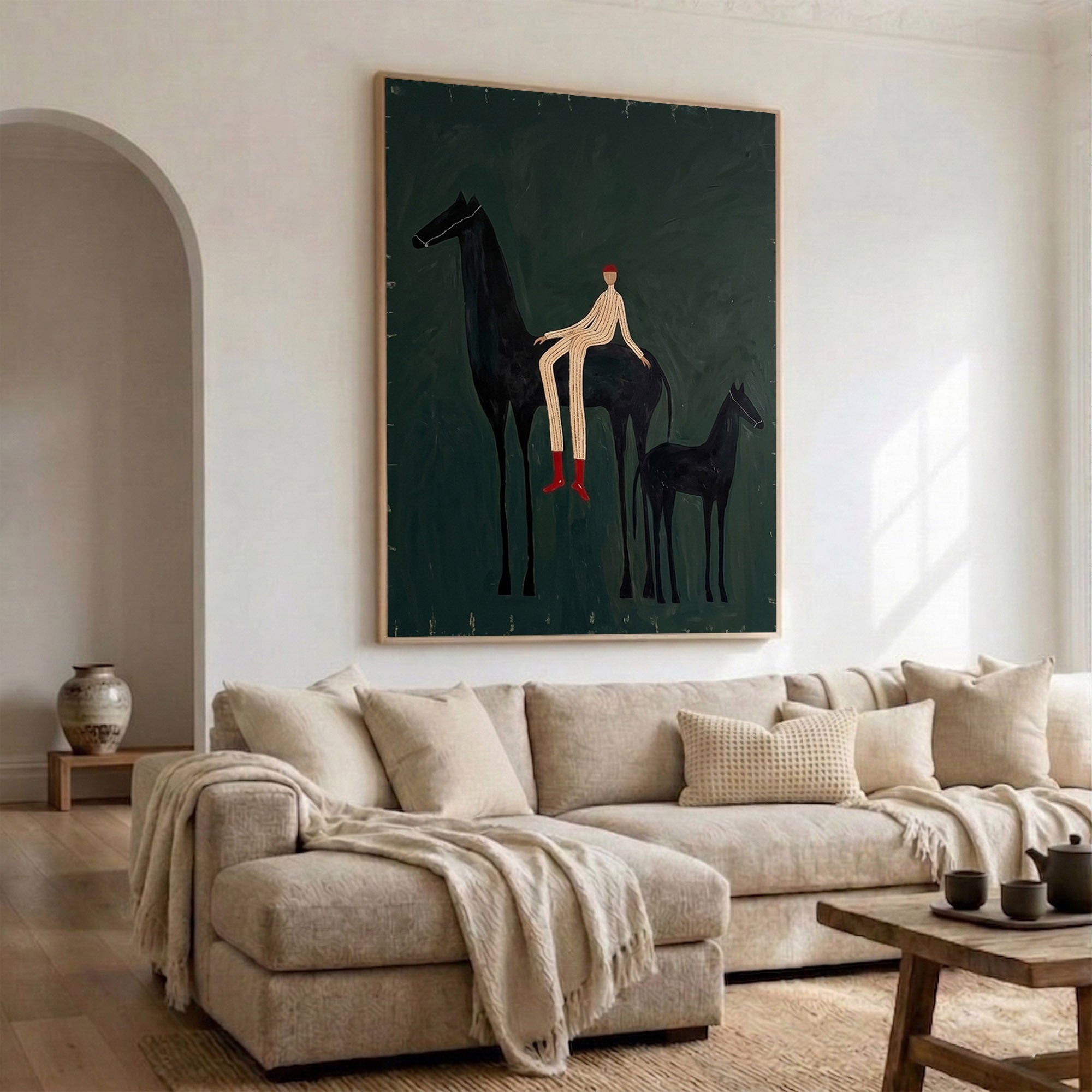 Large Cowboy Horse Wall Art Contemporary Western Horse Painting
