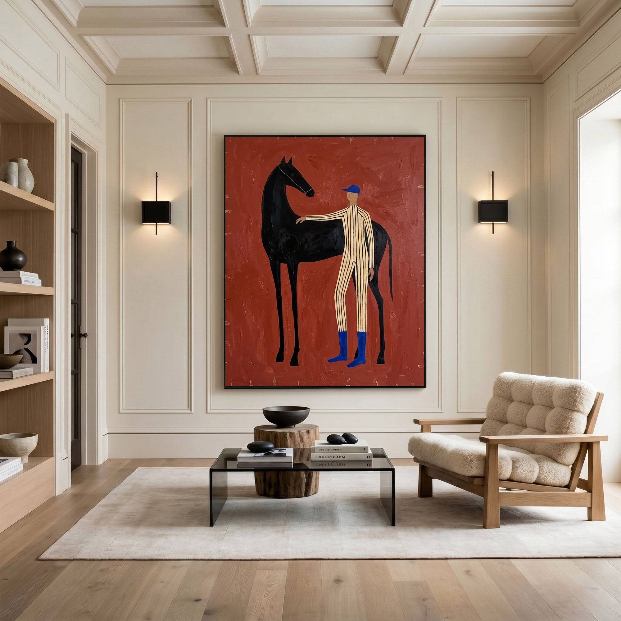 Large Cowboy Horse Wall Art Modern Western Oil Painting Contemporary Ranch Decor