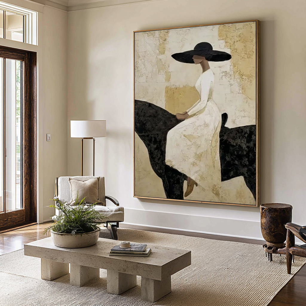 Contemporary Elegant Woman Portrait Horse Canvas Painting