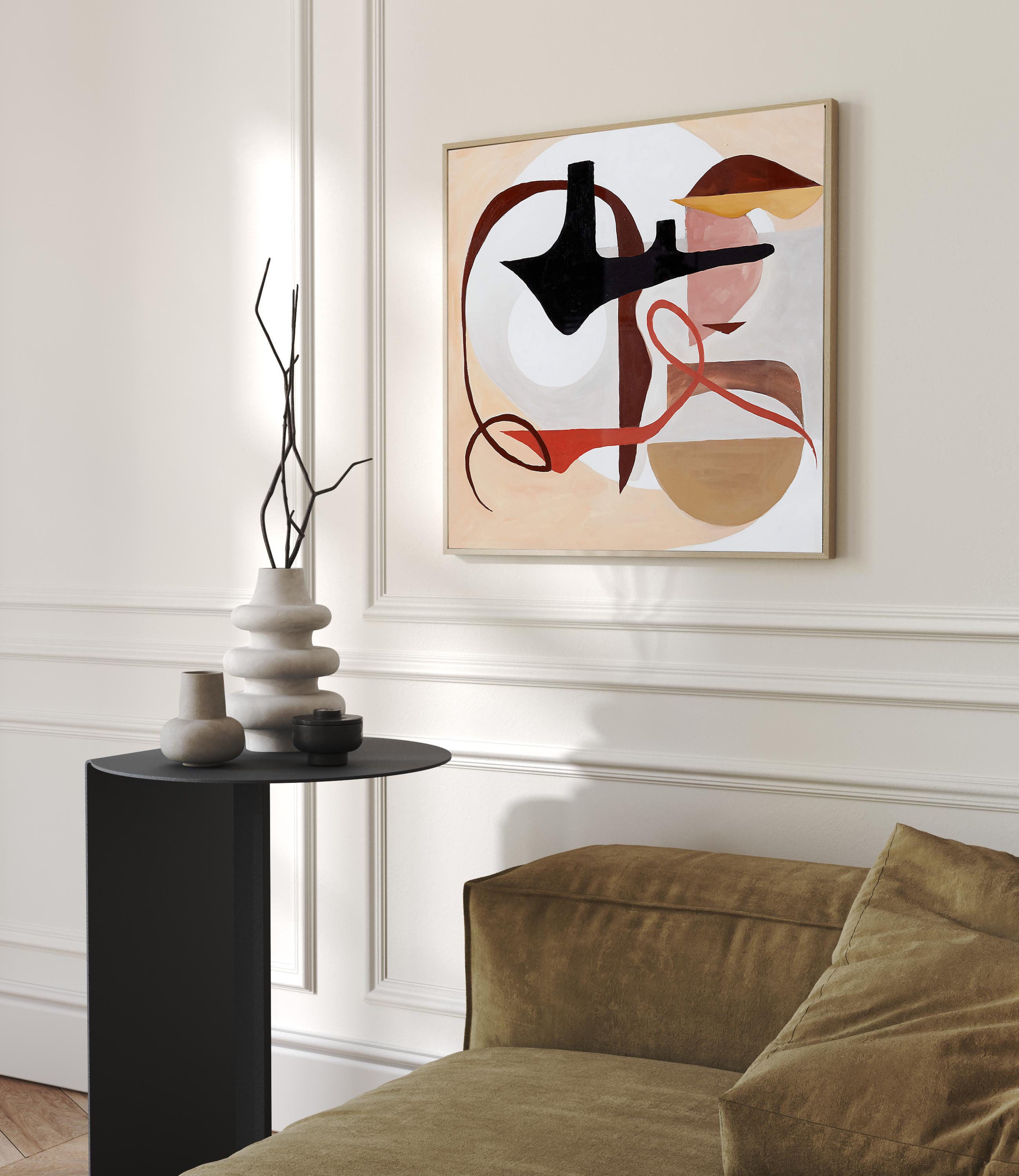 Contrasting Forms in Earth Tone, Organic and Geometric Canvas #BGA 123