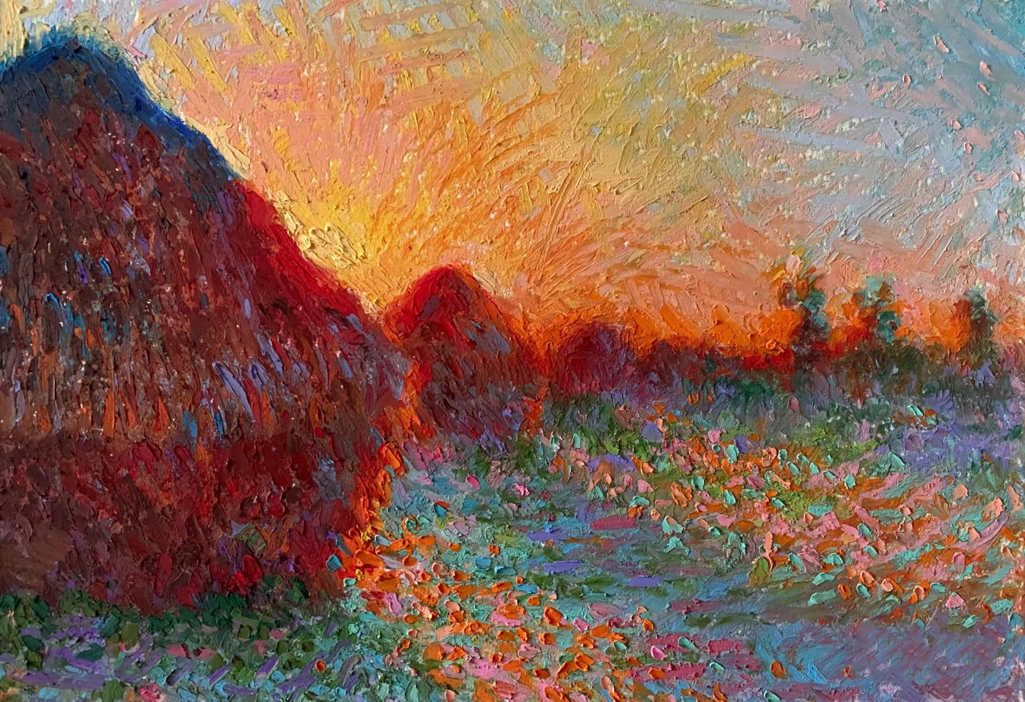 Monet Inspired Landscape, Sunset Palette Art #BGA 185