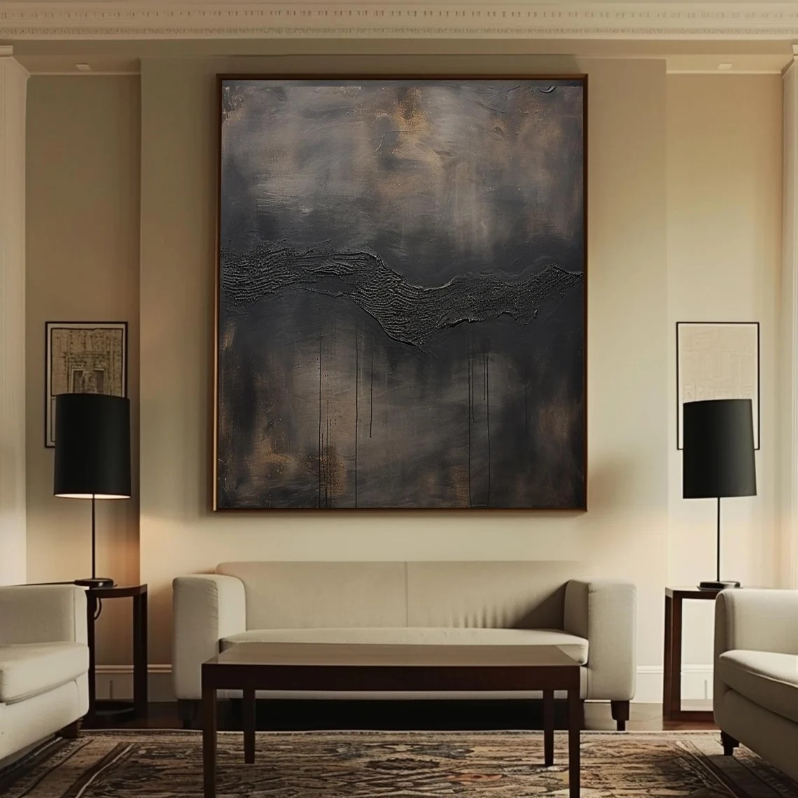 Moody Dark Wall Art, Textured Canvas, Minimalist Decor #BGA 136