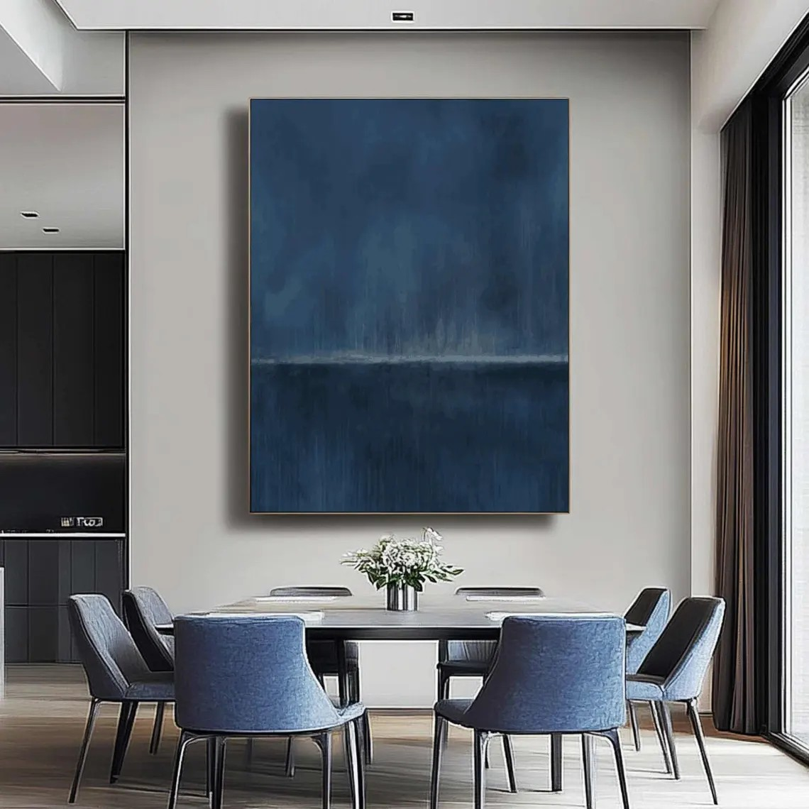 Deep Blue Gradient Minimalist Art, Contemporary Wall Painting #BGA 131