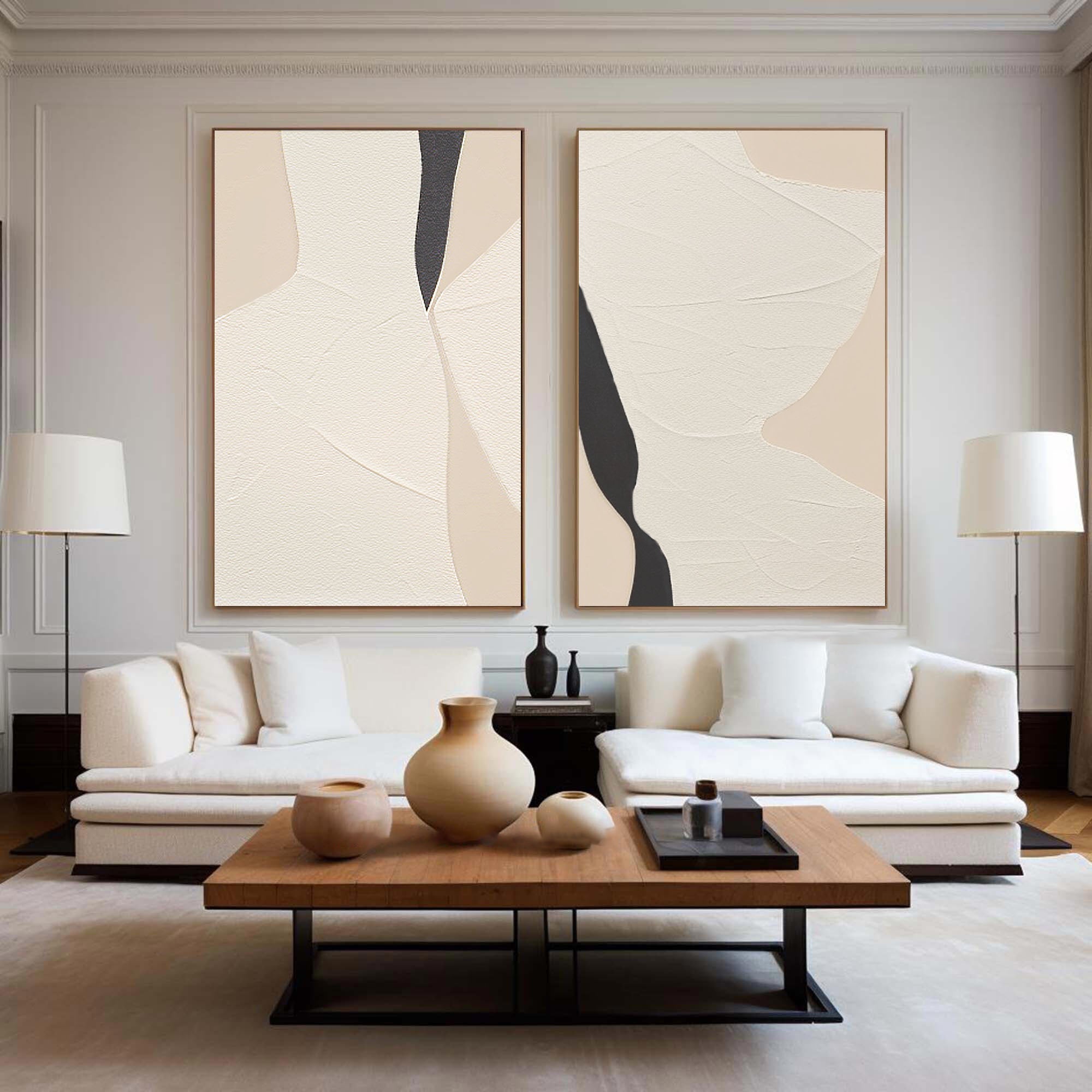 Black & White Minimalist Painting Set Of 2 #BWS 010