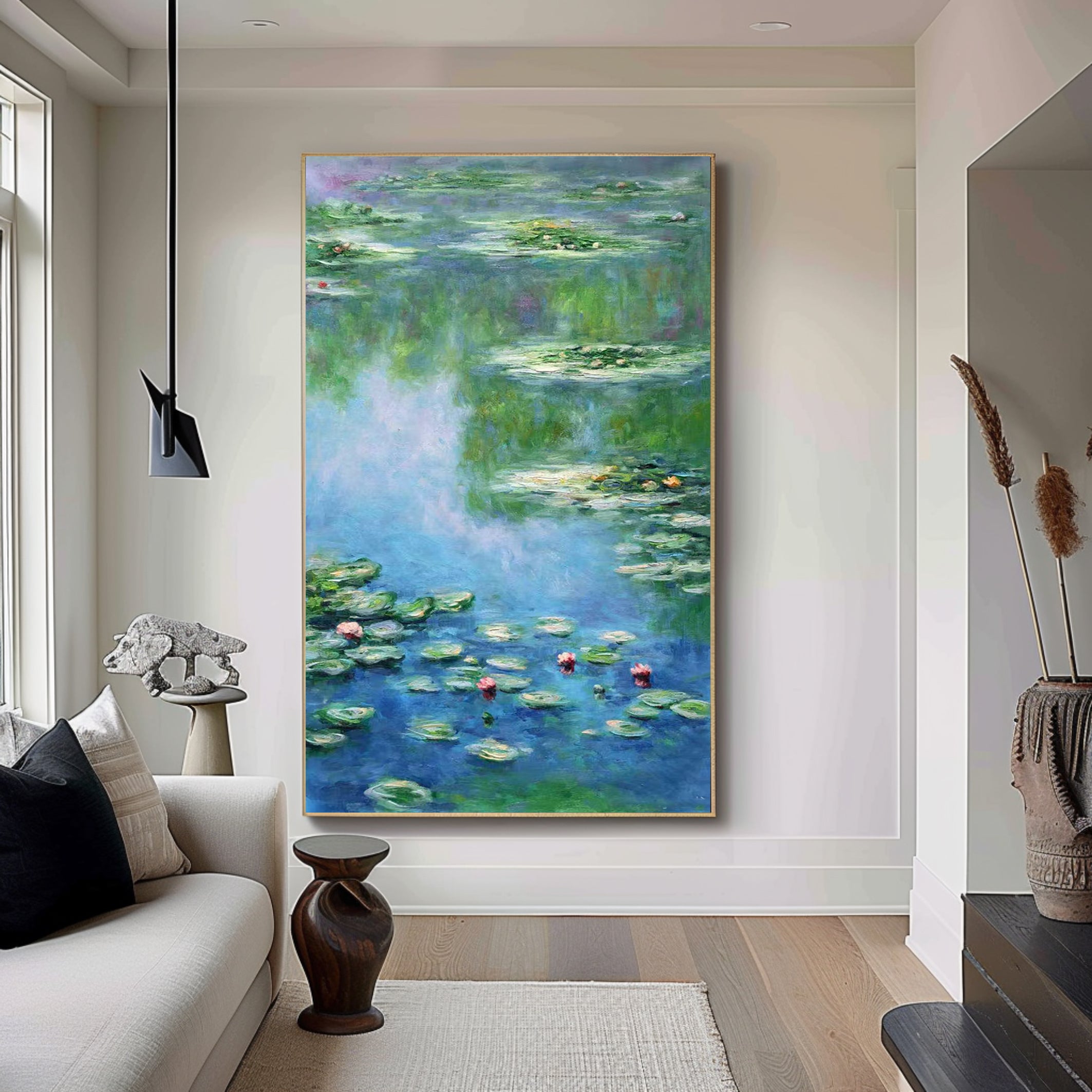 Monet Tribute Lilies, Impressionist Pond Scene #BGA 182