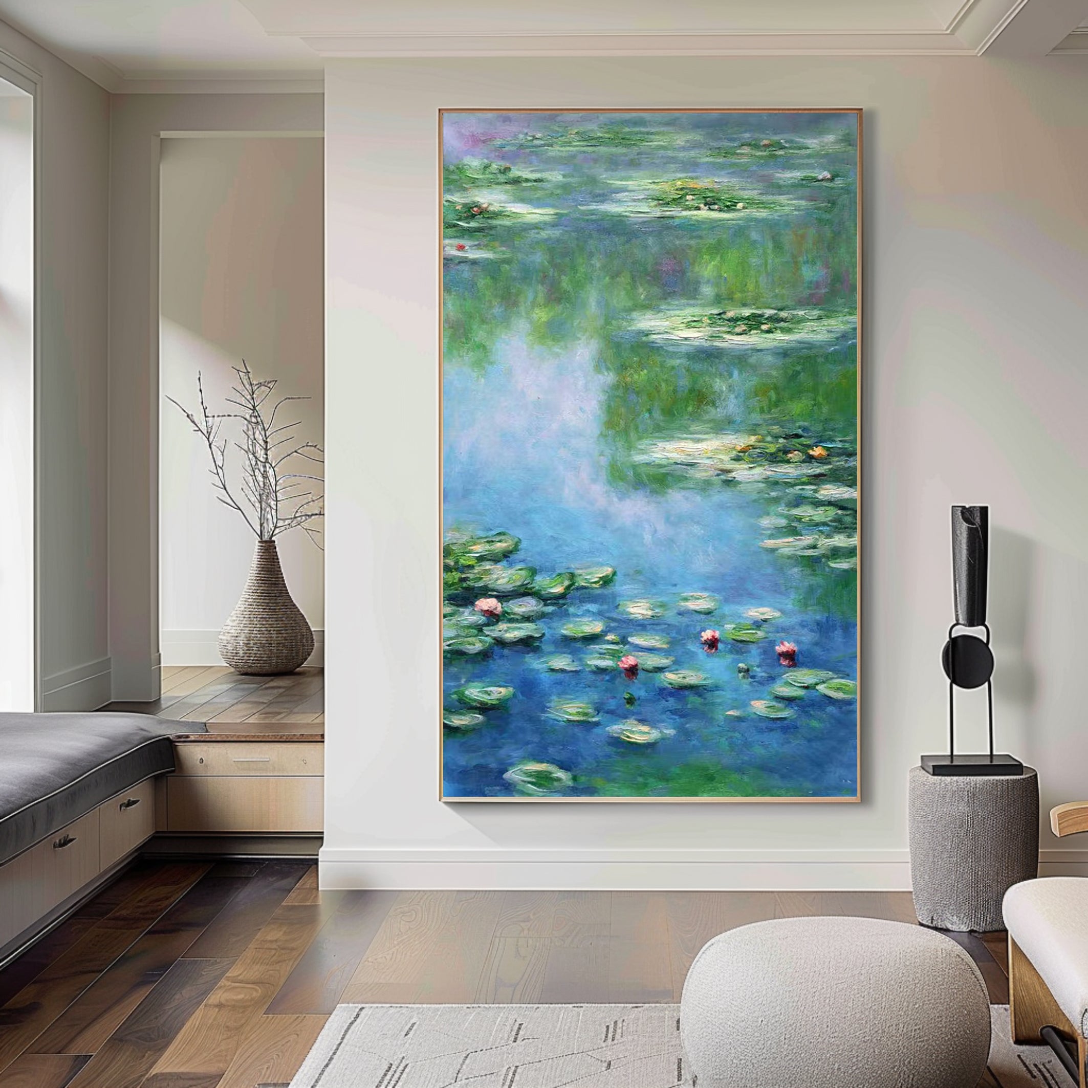 Monet Tribute Lilies, Impressionist Pond Scene #BGA 182