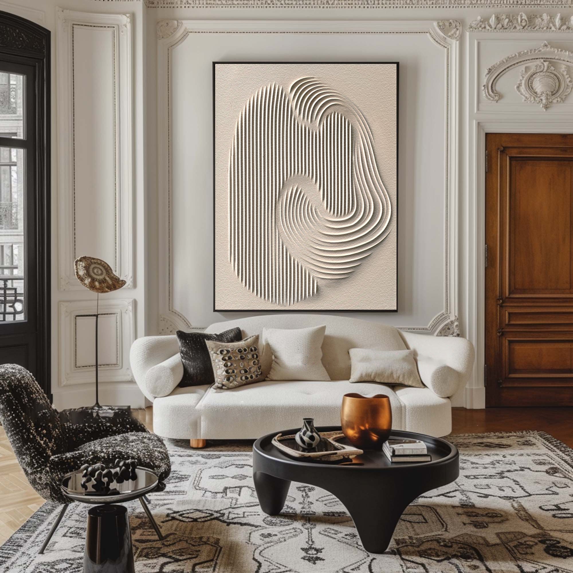 Abstract Canvas Wall Art - Minimalist White Painting for Modern Homes #BBS 032