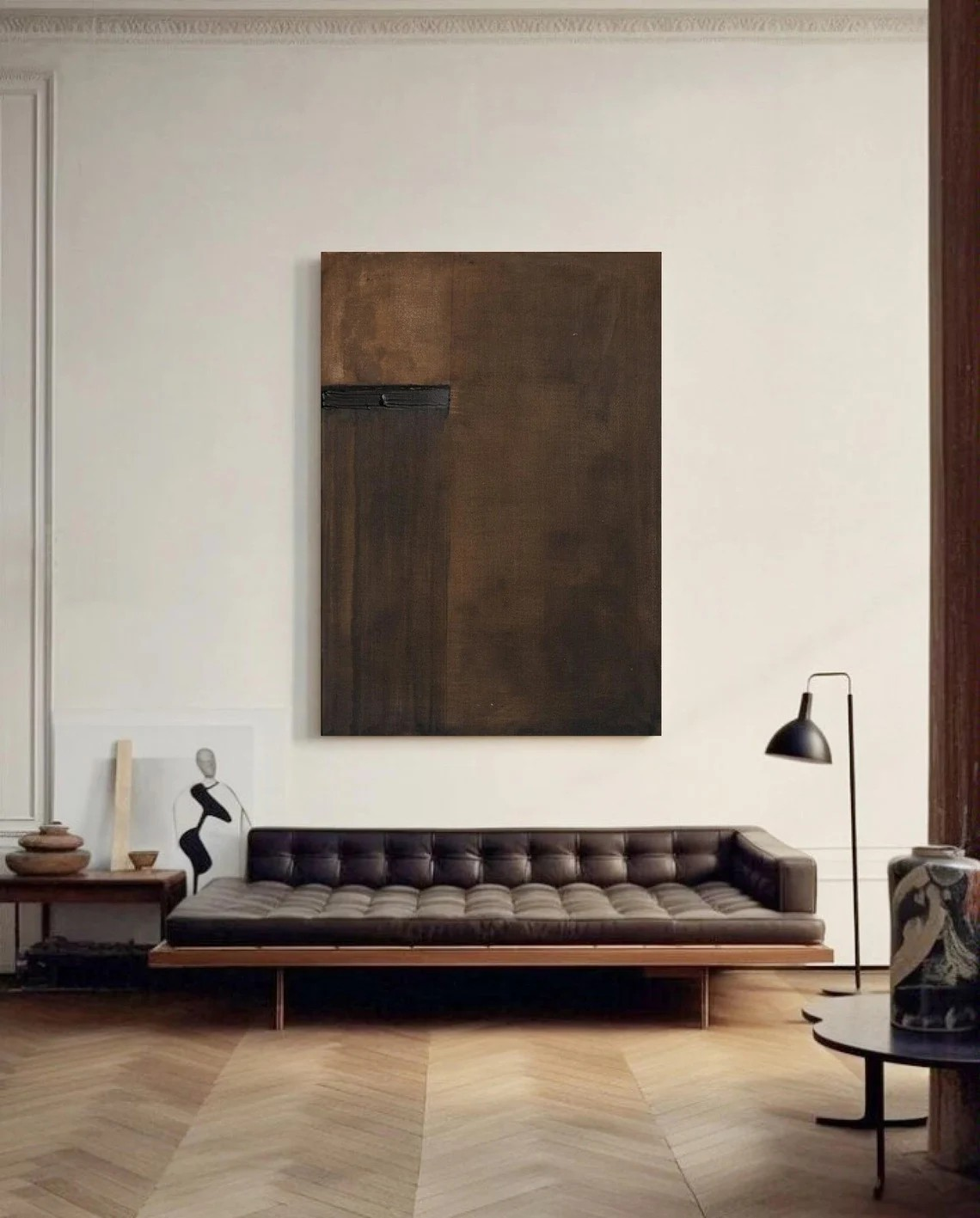 Brown Minimalist Textured Canvas Art, Wabi-Sabi Wall Decor #BGA 135