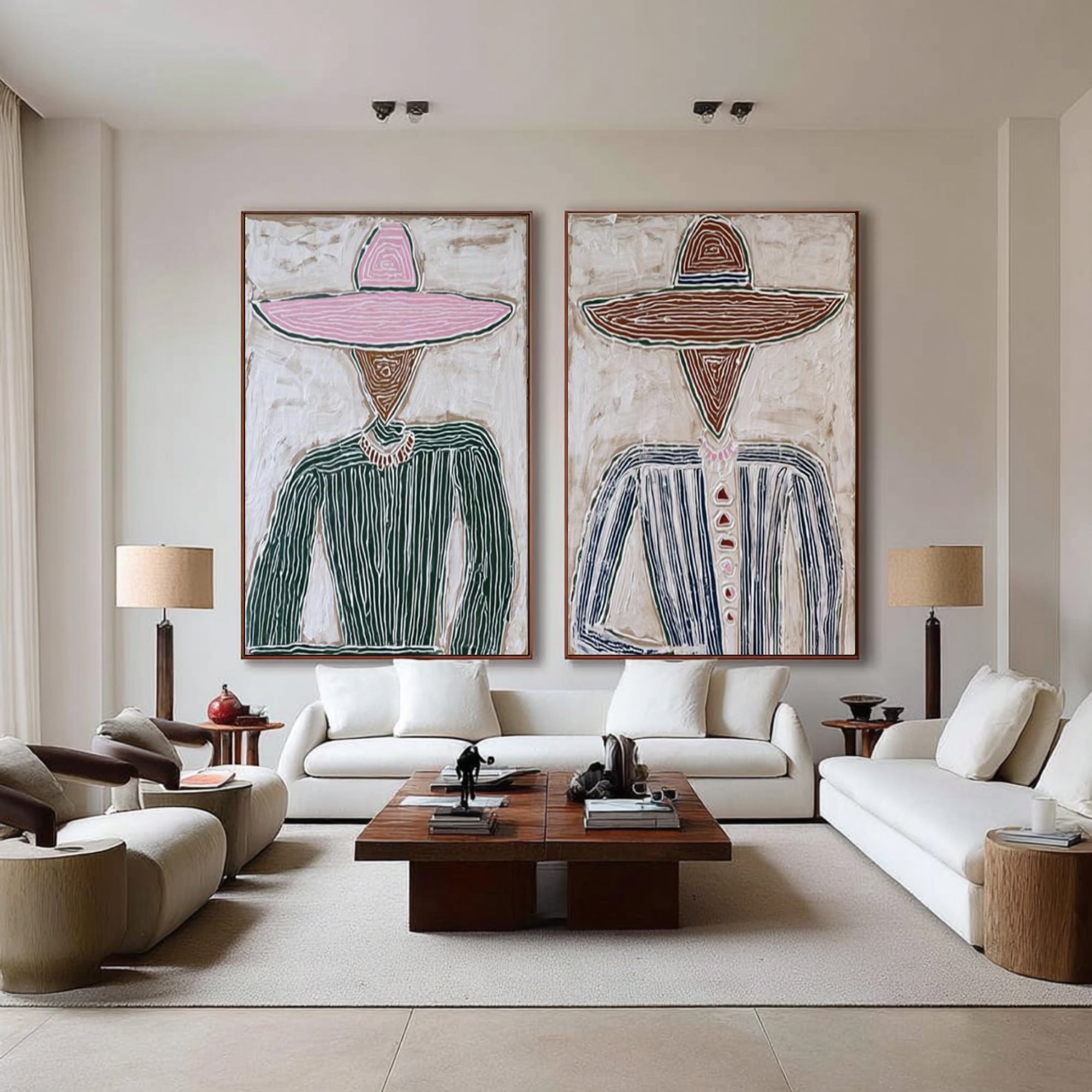 Large Abstract Couple Portrait Painting Modern Figurative Wall Art