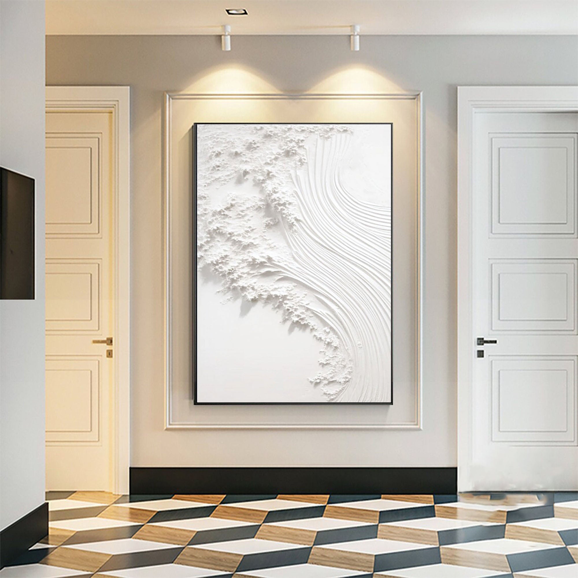 Serene White Textured Canvas Wall Art #WM 041