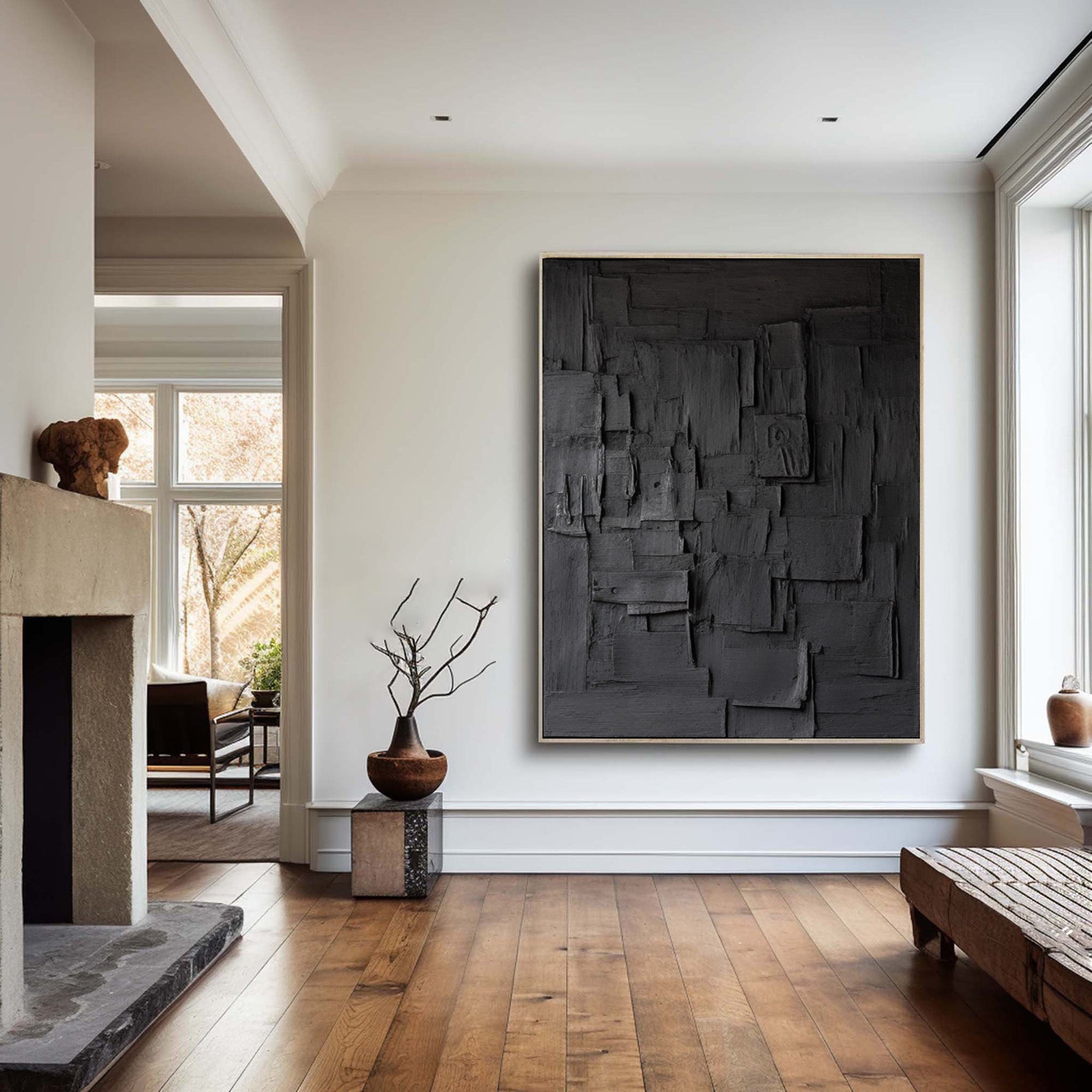 Modern Minimalist Black Abstract Art Monochrome Wall Decor #BM 097