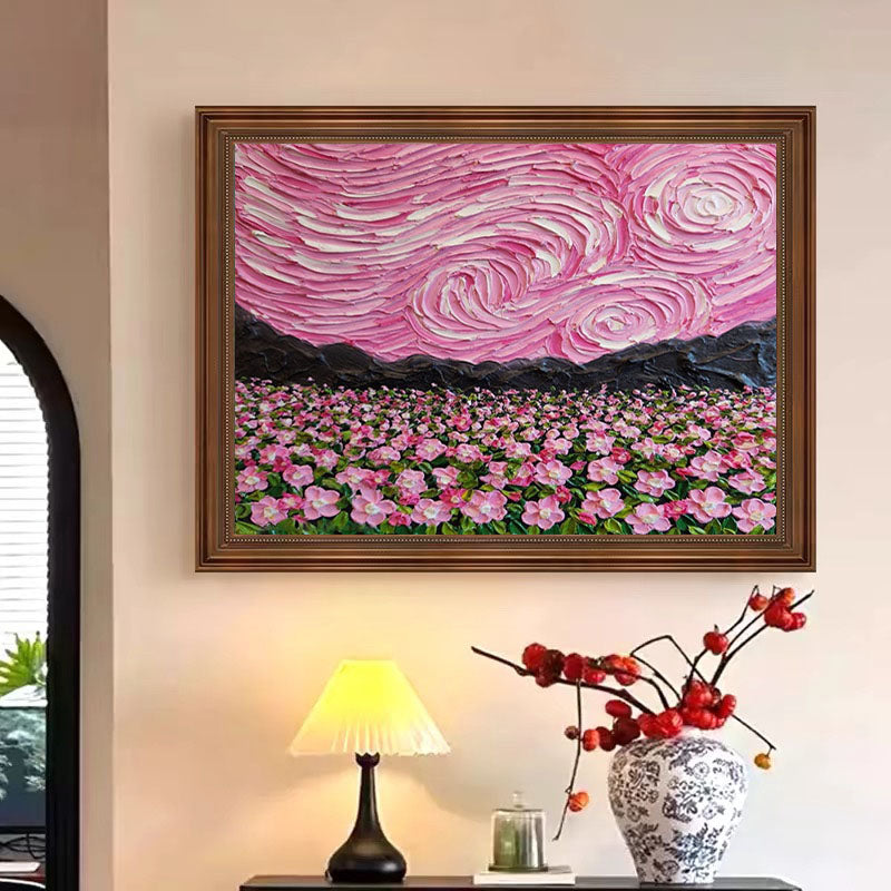 Pink Fields And Sky, Contemporary Landscape Wall Art #BGA 080