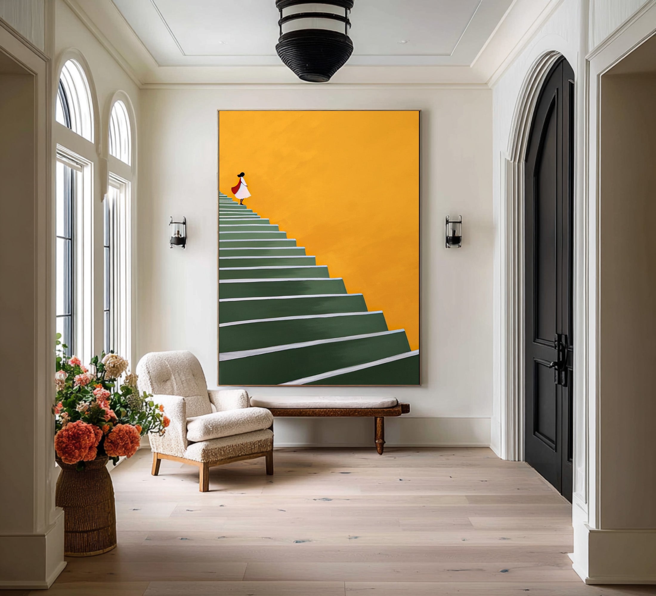 Large Contemporary Abstract Oil Painting, Minimalist Figure Wall Art for Modern Interiors #WAC 012