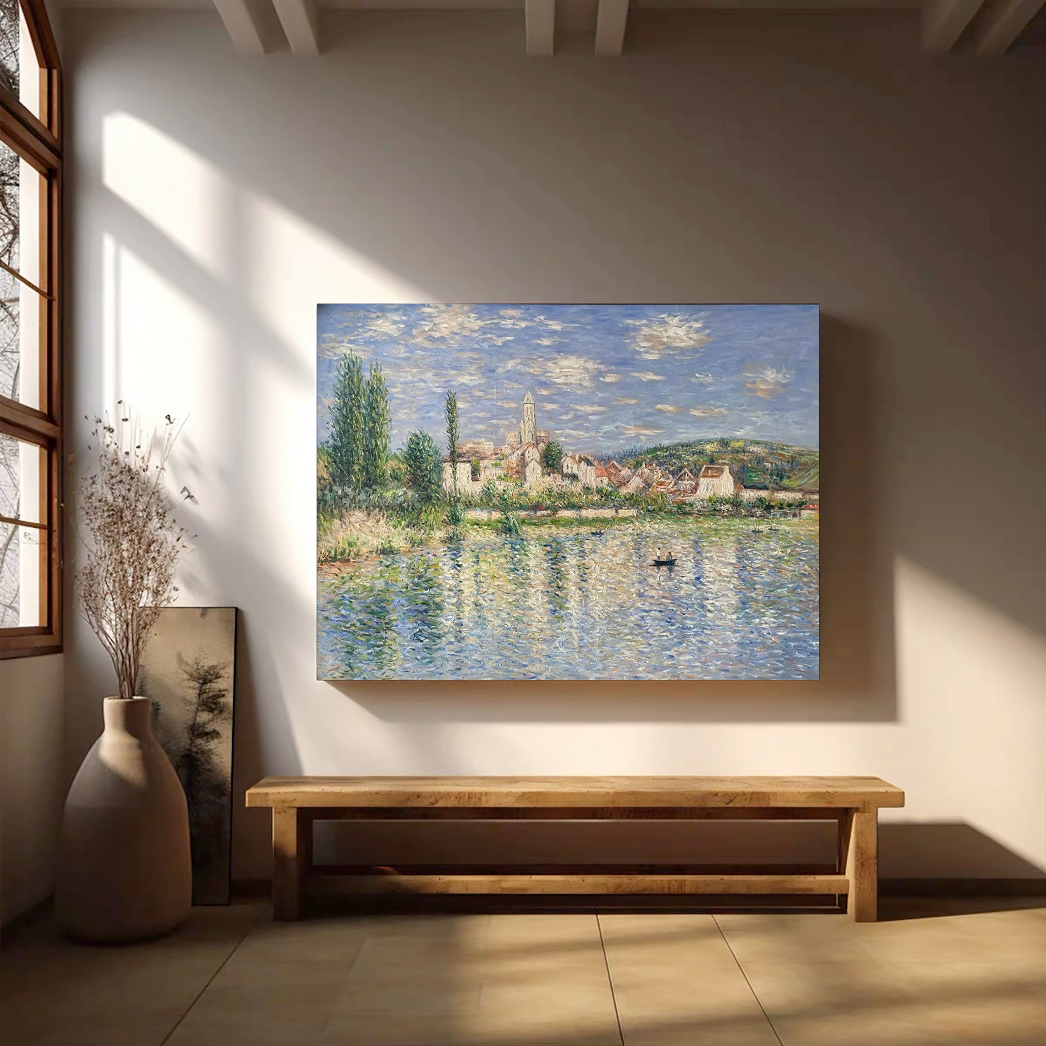 Monet's Vétheuil View: Seine Landscape, Impressionist Art #BGA 192