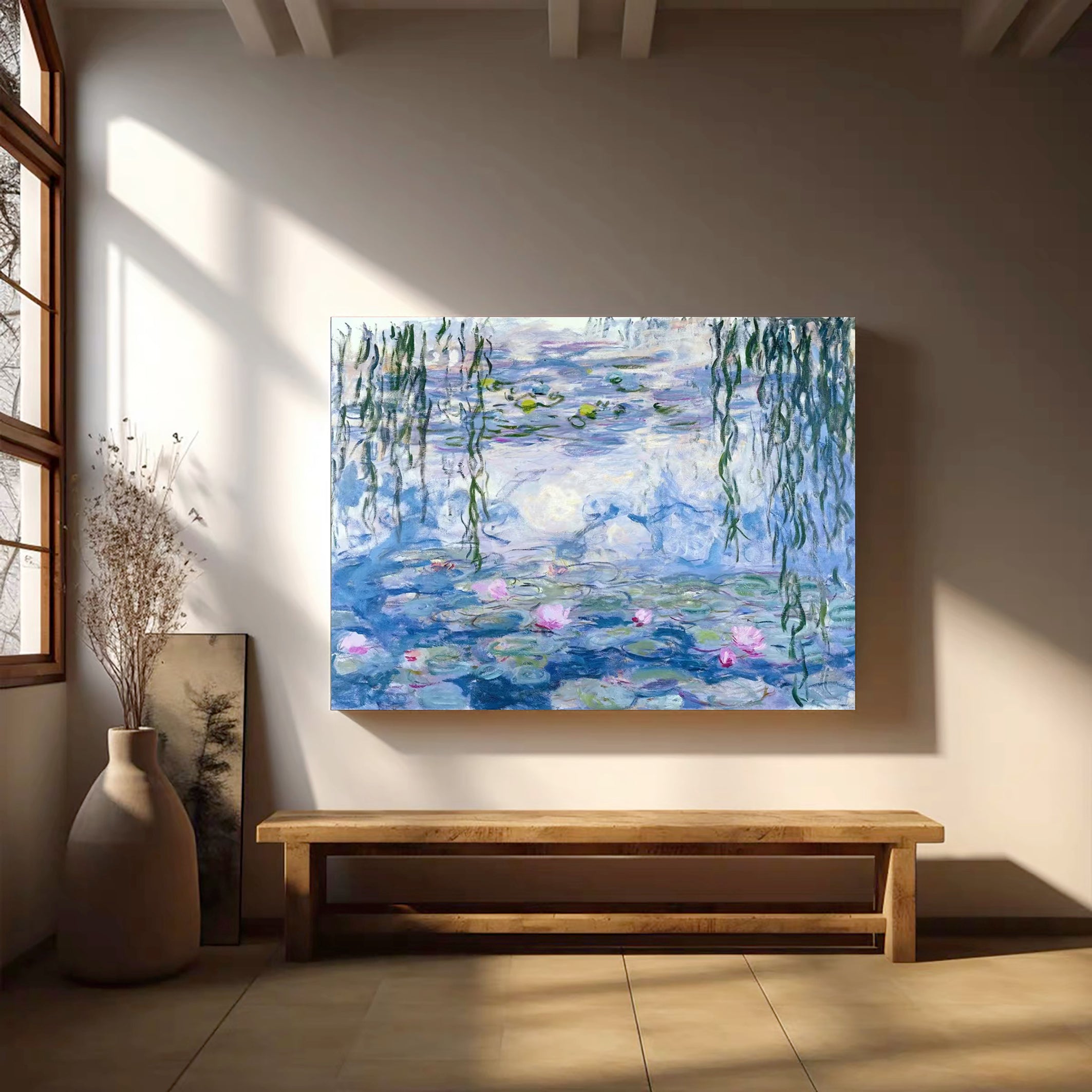 Willow & Lilies: Monet-Esque Water Garden Wall Art #BGA 193