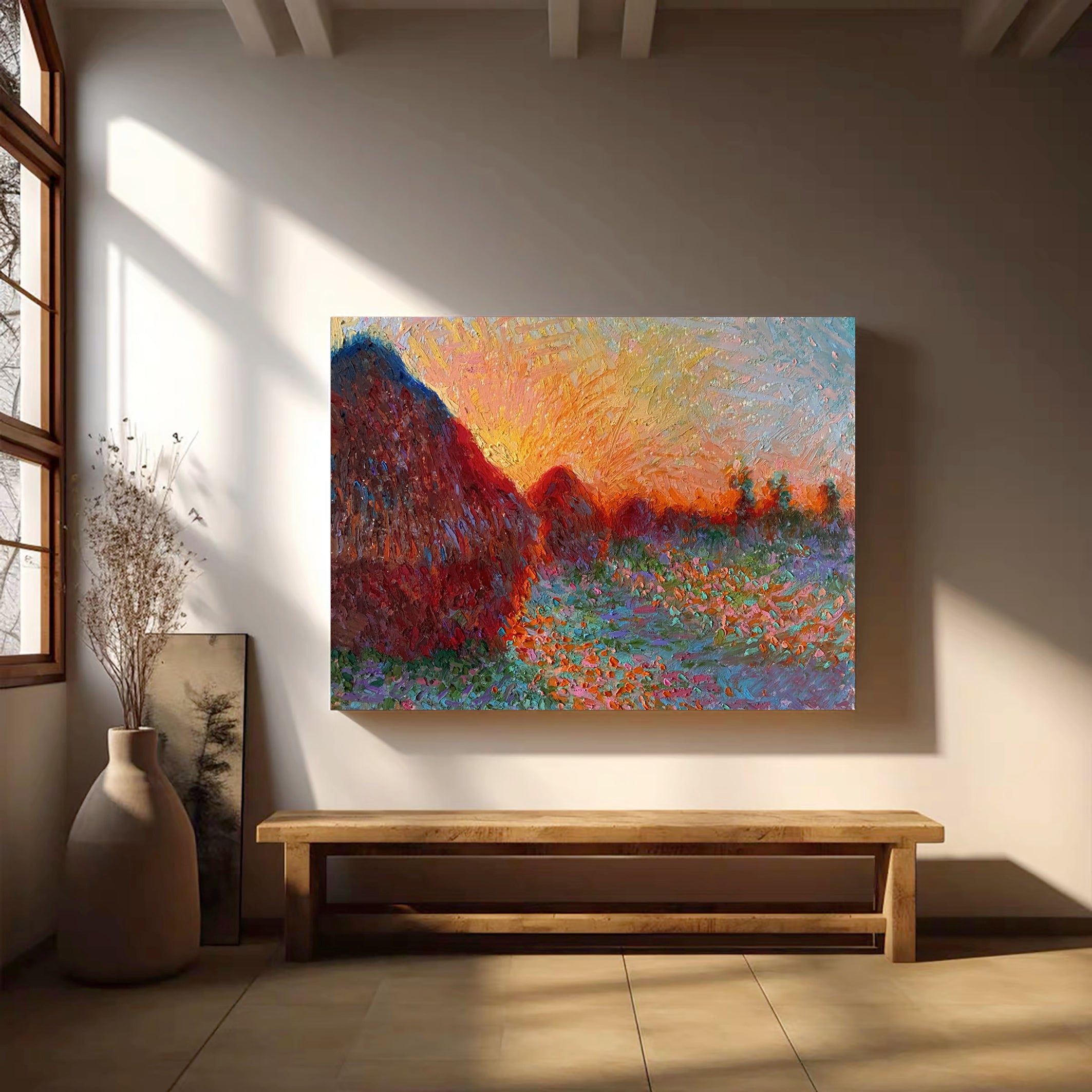 Monet Inspired Landscape, Sunset Palette Art #BGA 185