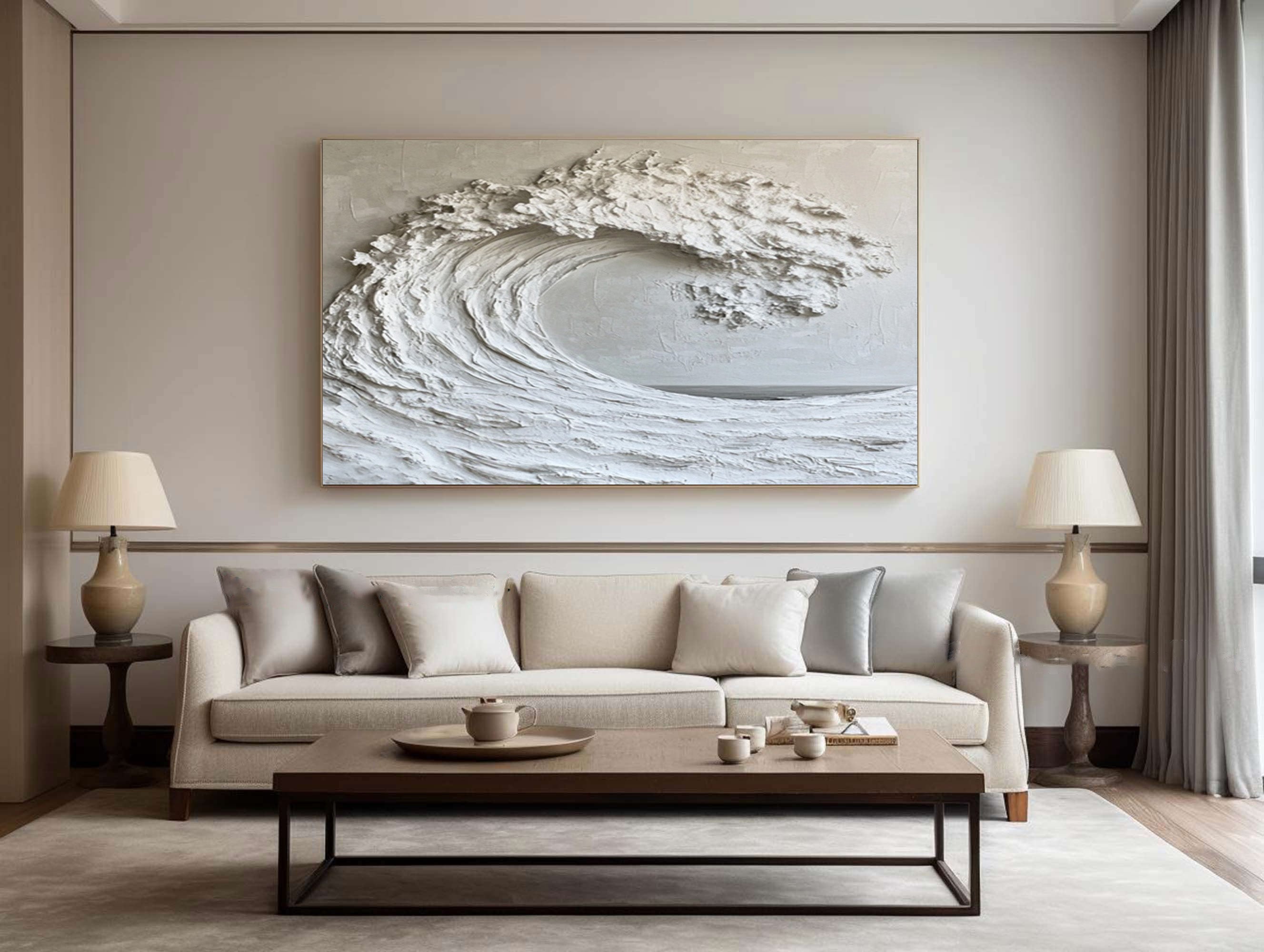 Impasto Ocean Painting Modern Beach House Wall Art #WG 048