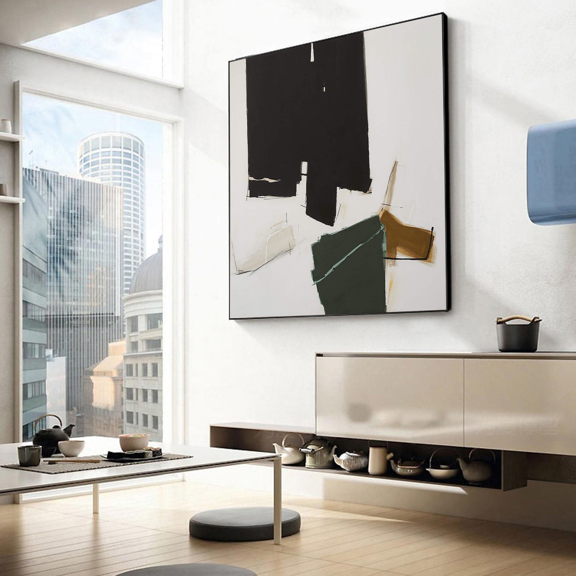 Black and Color Abstraction, Framed Contemporary Wall Art #BGA 125