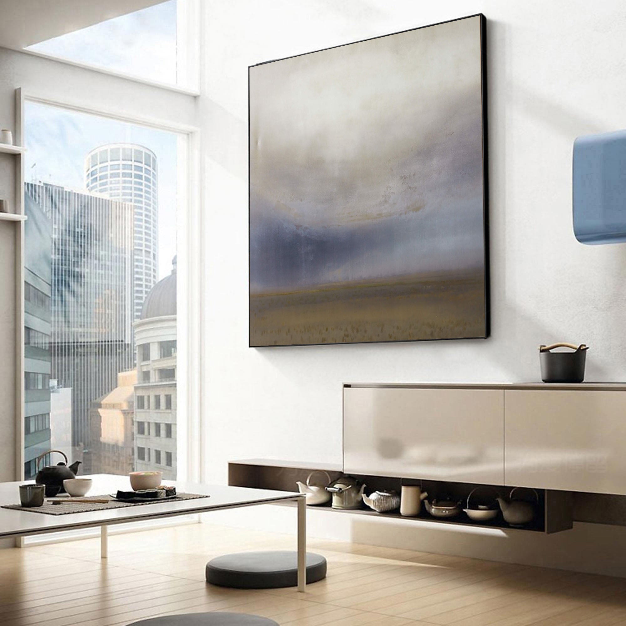 Soft Blended Horizon with Distant Field, Framed Wall Art #BGA 128