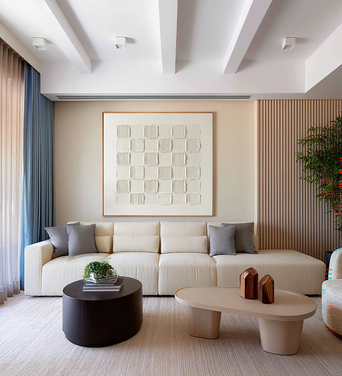 The Geometry Of The Loom Large White Textured Abstract Wall Art Geometric Textile Relief Artwork