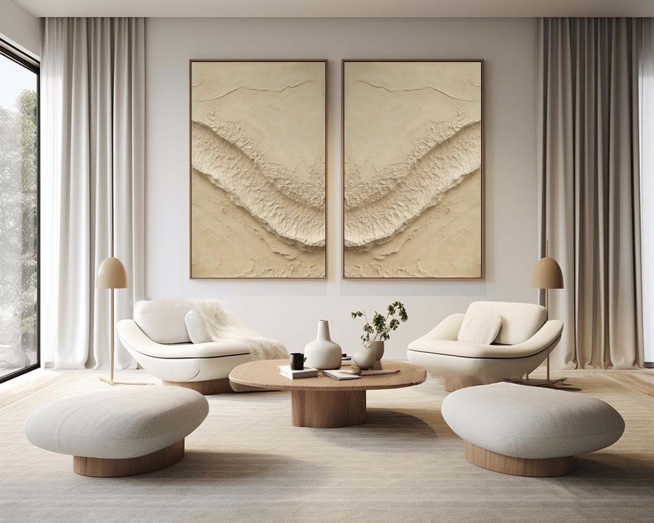 Abstract Beige Texture Wall Art Set #BBS 018