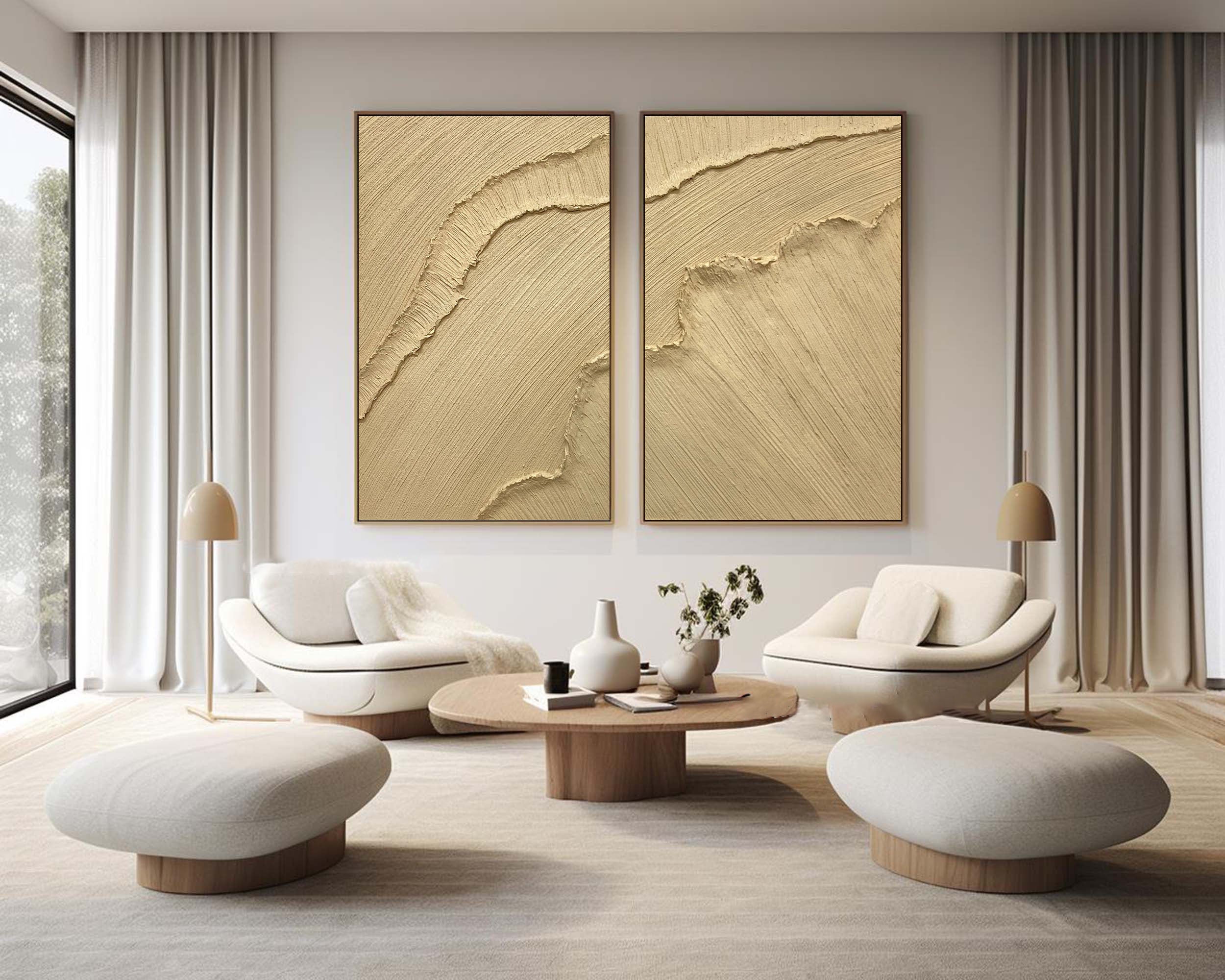 Beige Minimalist Ocean Painting Set Of 2 #BBS 020