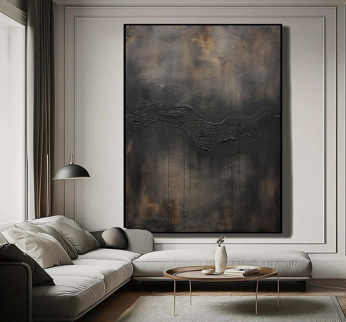Moody Dark Wall Art, Textured Canvas, Minimalist Decor #BGA 136