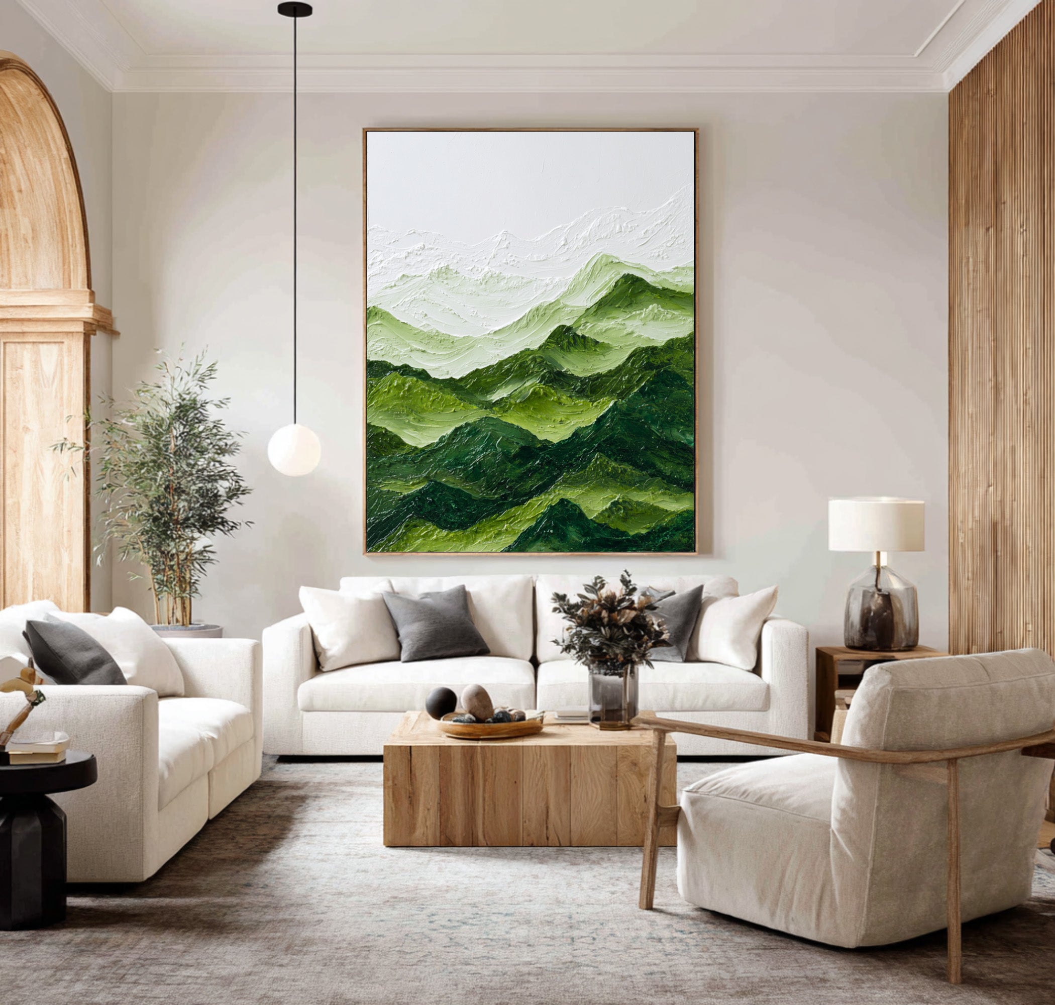 Large Contemporary Green Abstract Landscape | MuroArt #WAB 001