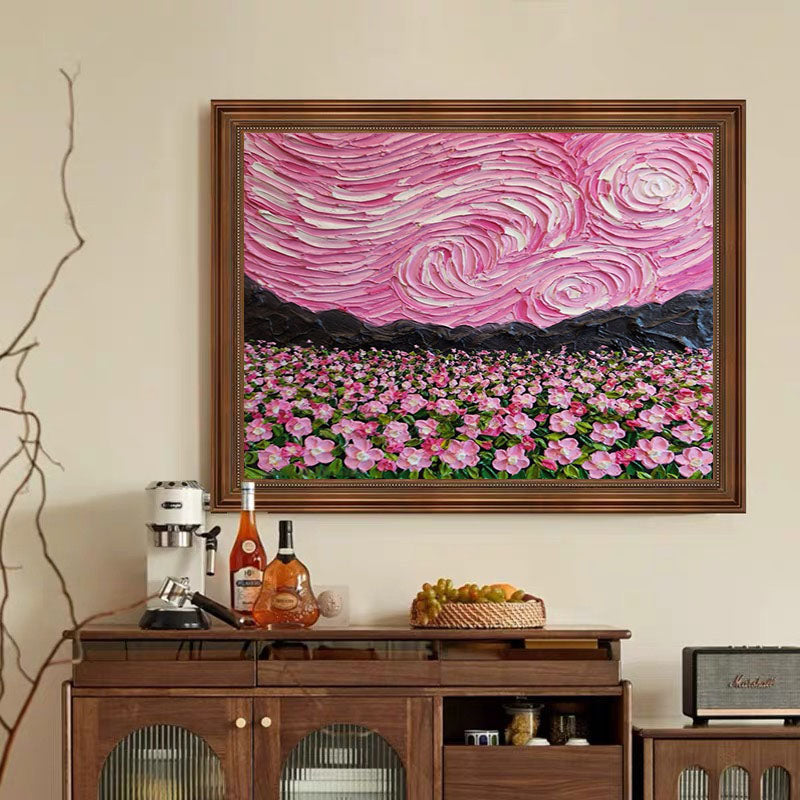 Pink Fields And Sky, Contemporary Landscape Wall Art #BGA 080