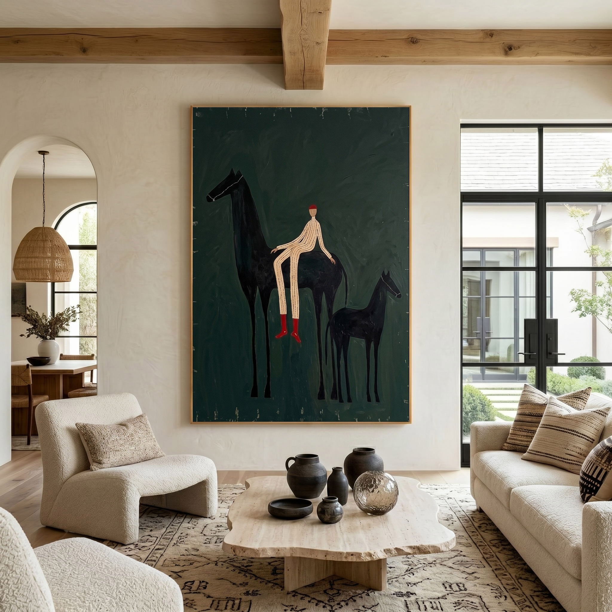 Large Cowboy Horse Wall Art Contemporary Western Horse Painting