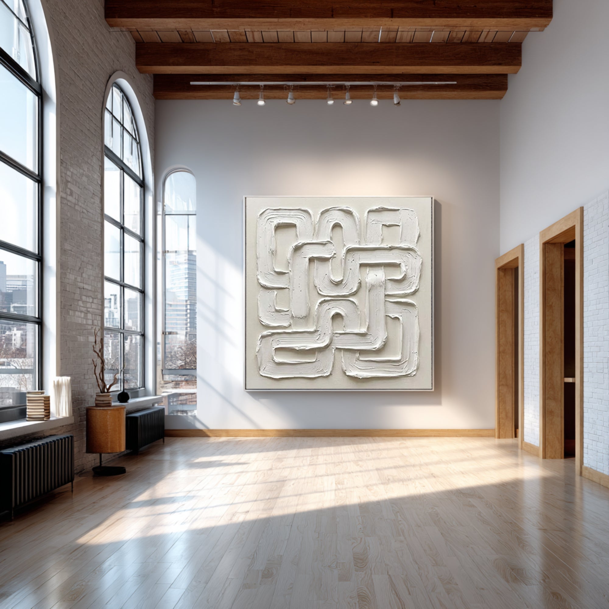 Large Continuous Line Wall Art Contemporary Neutral Textured Painting