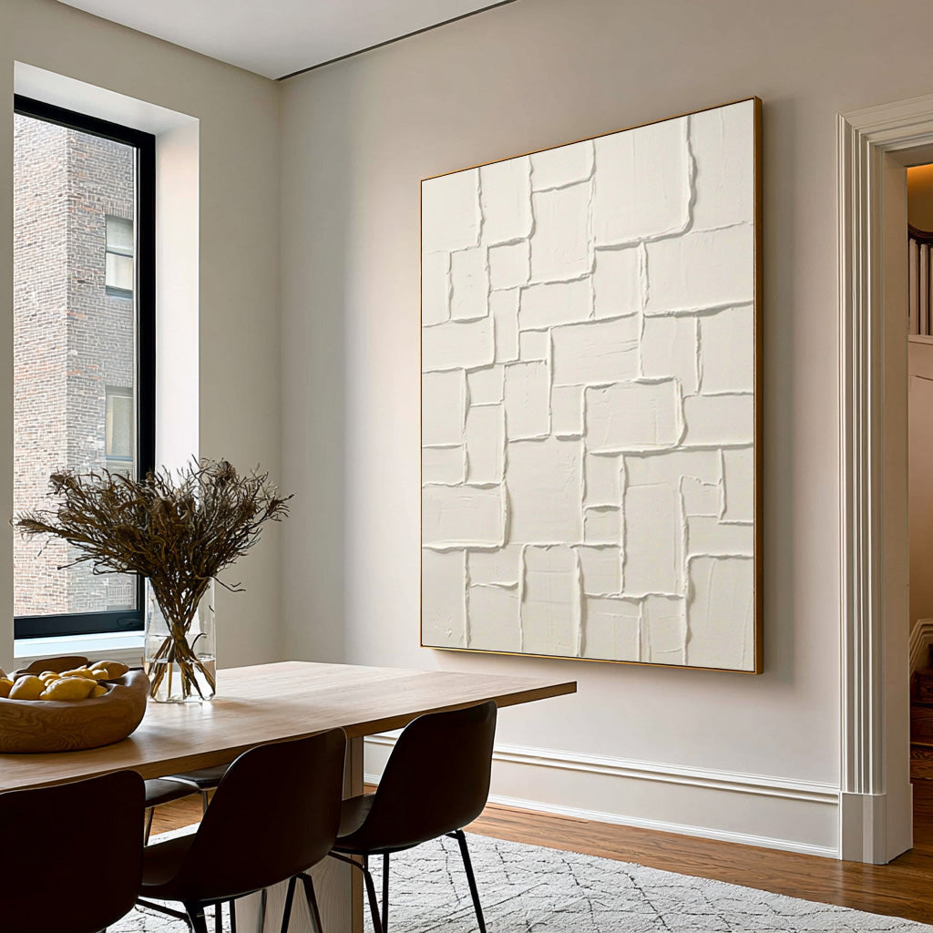 Large Stone Inspired Relief Wall Art Ivory Textured Abstract Painting Organic Modern Luxury Home Decor
