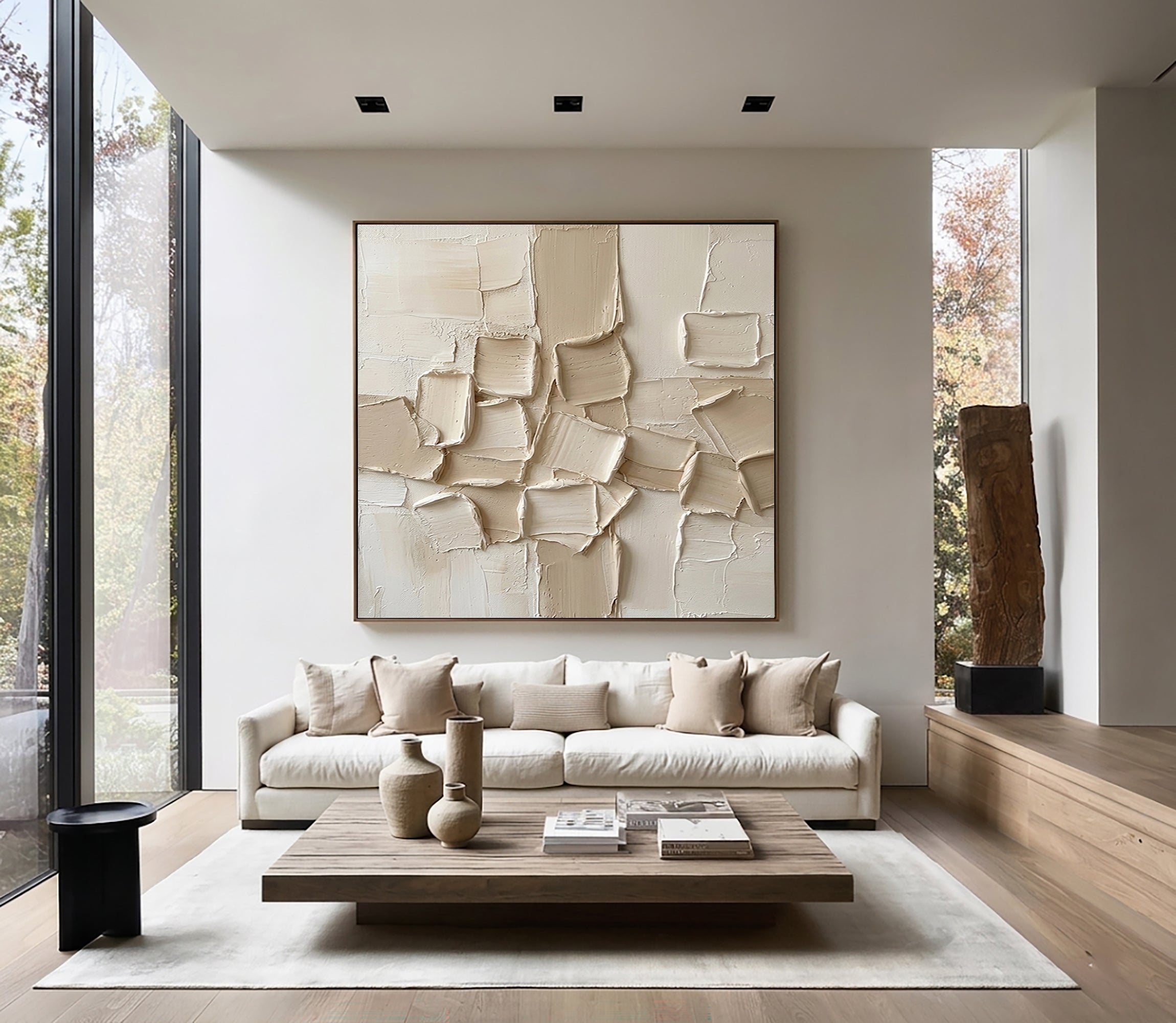 Large Neutral Textured Canvas Art Modern Abstract Wall Decor Painting