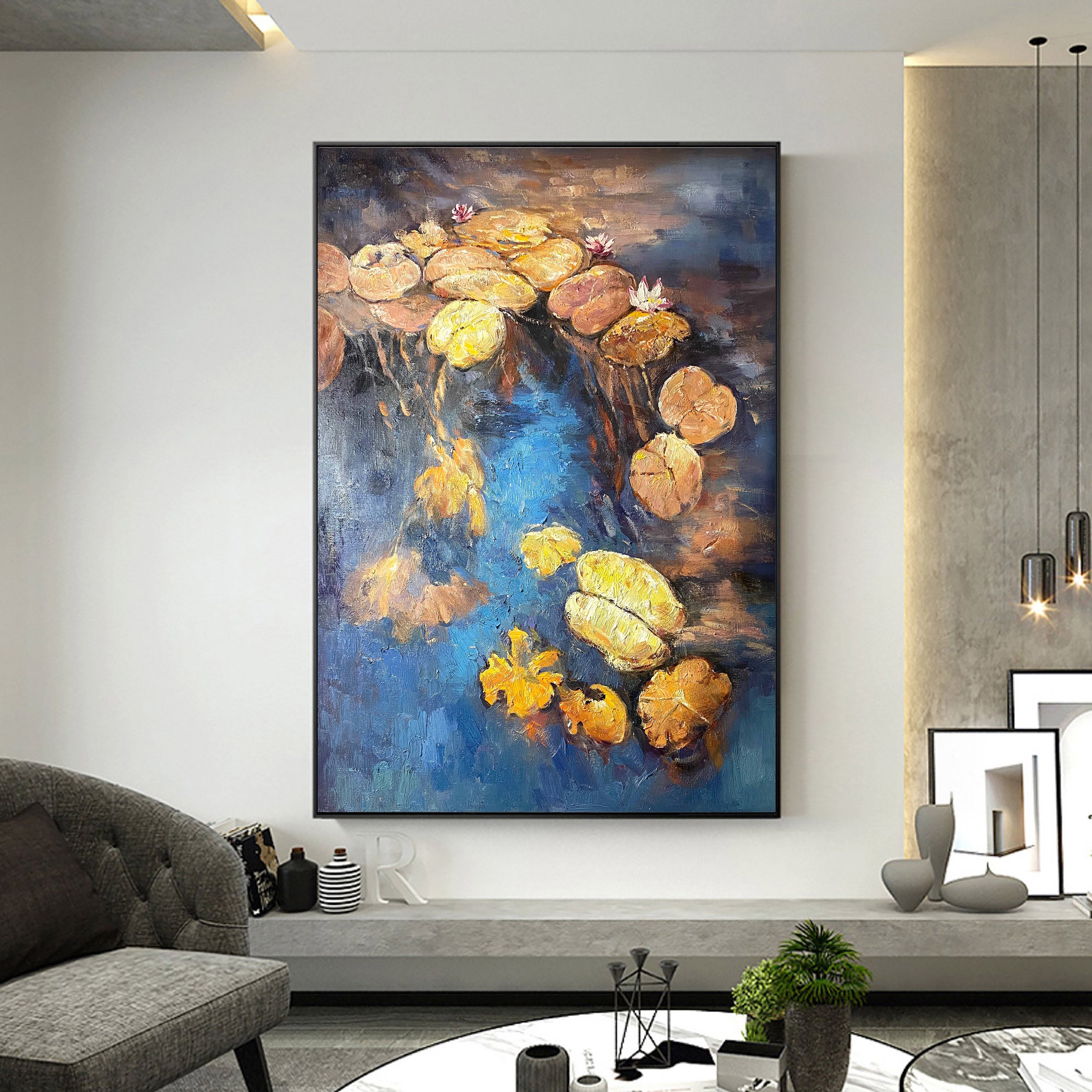 Sunlit Lily Pads, Inspired by Monet, Contemporary Art #BGA 066