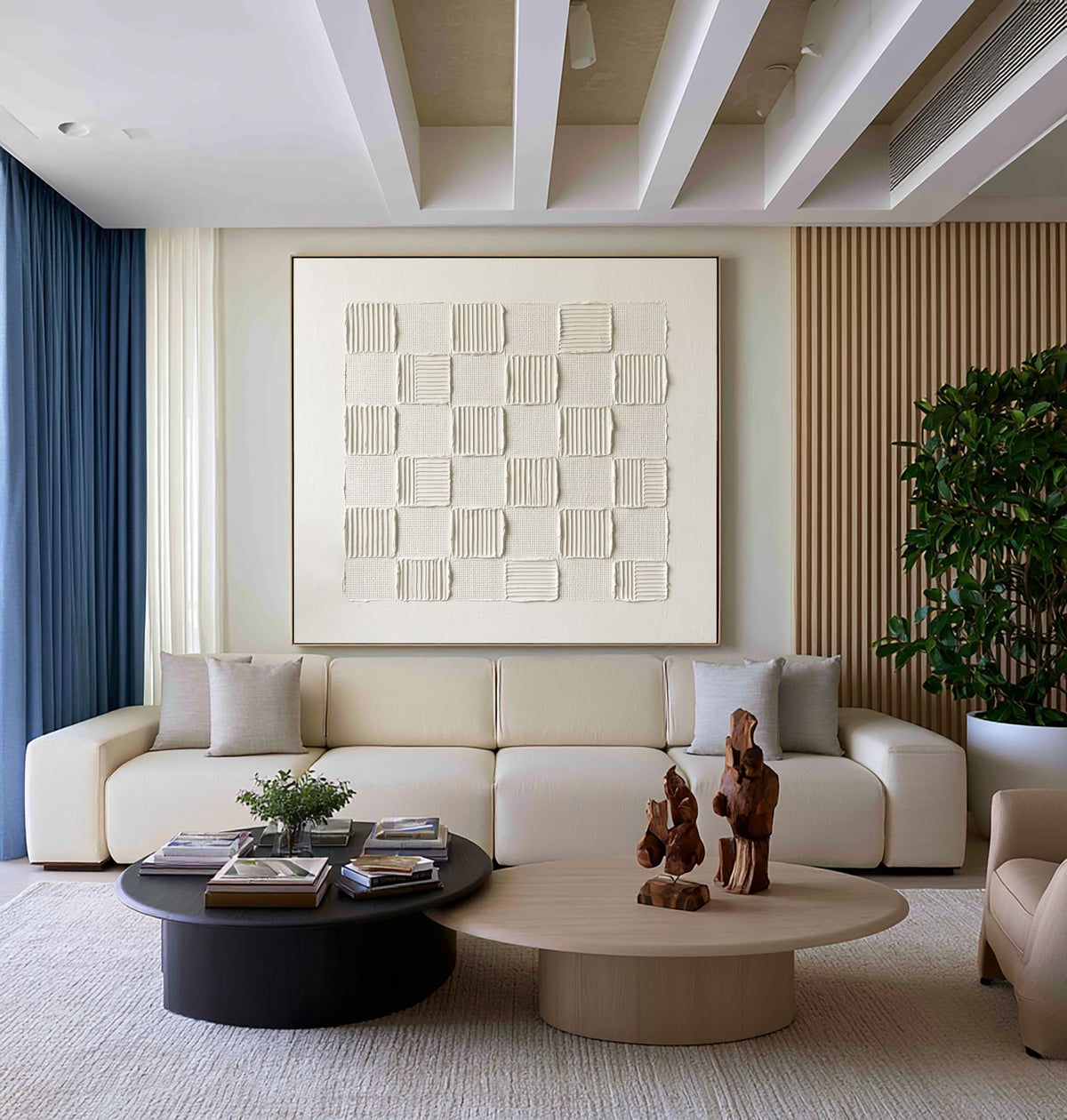 The Geometry Of The Loom Large White Textured Abstract Wall Art Geometric Textile Relief Artwork