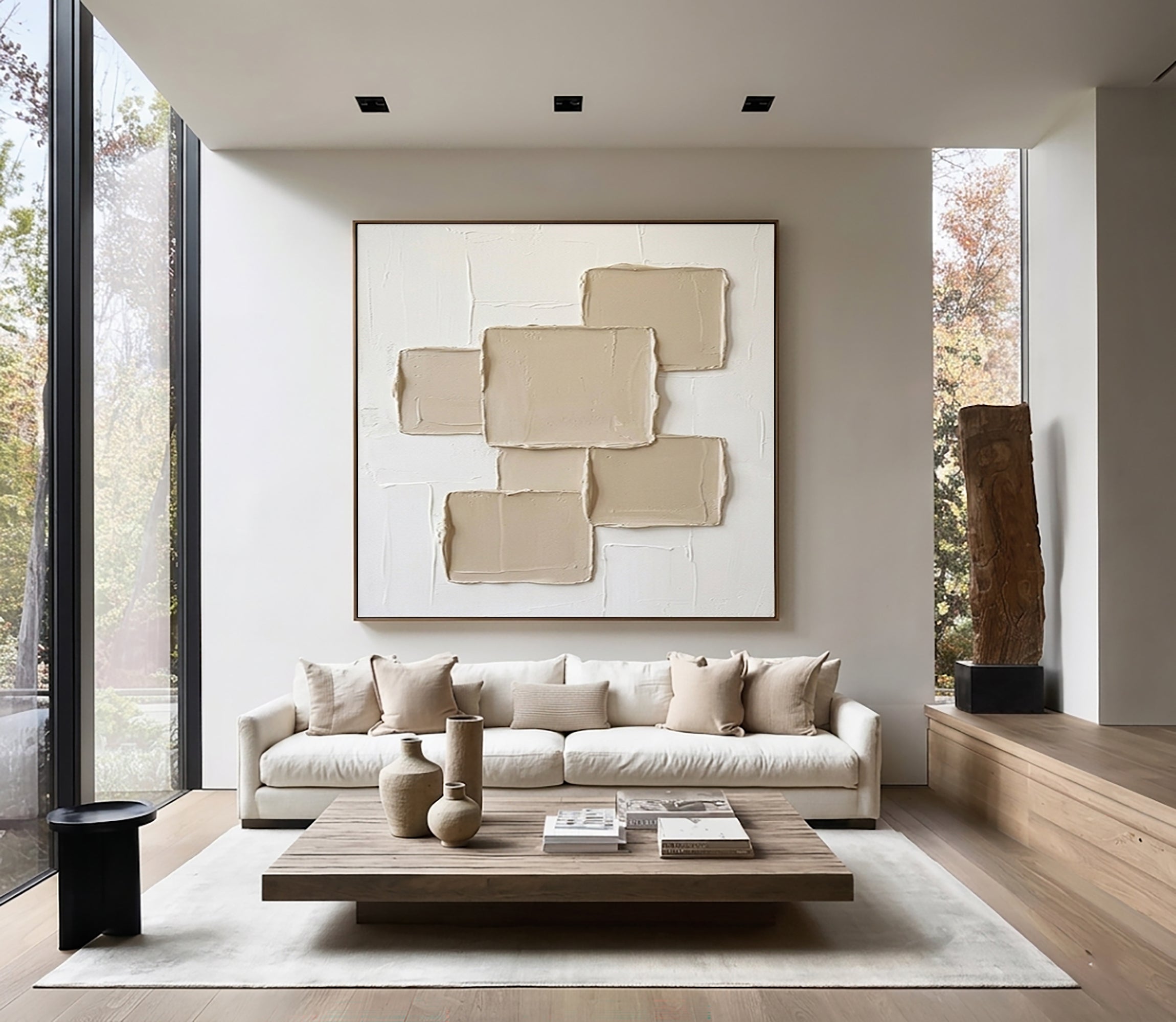 Large Minimalist Textured Wall Art Neutral Hand Painted Canvas